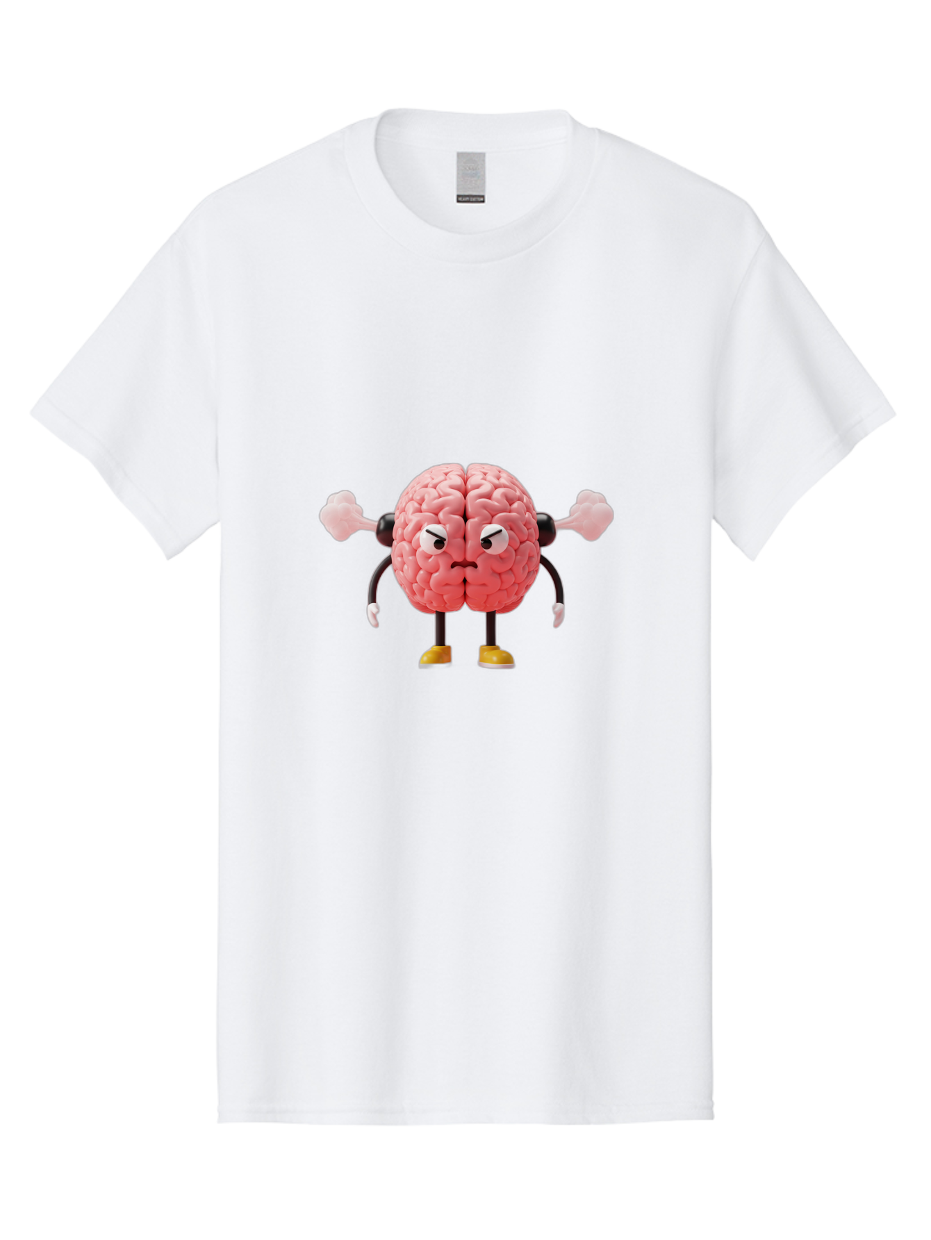 Angry-Brain-1 Men'S Graphic Tee, 100% Cotton, Comfortable Casual Summer Wear, Machine Washable, Angry Brain Character, Flexing Arms, Strong Brain, Cartoon Brain, Humorous Illustration, Brain With Attitude, Funny Brain Character, Baa130 27