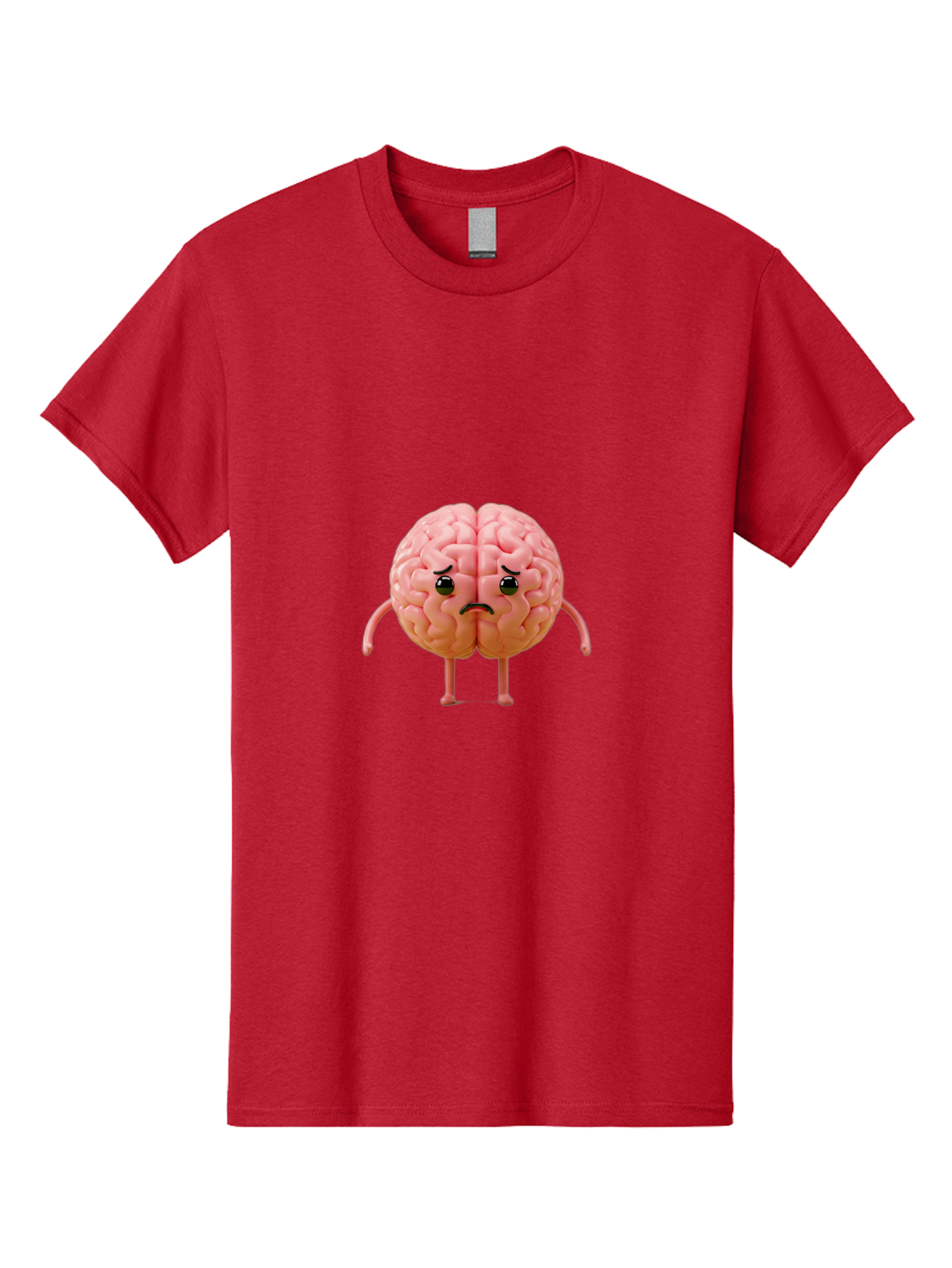 Angry-Brain-2 Men'S Graphic Tee, 100% Cotton, Comfortable Casual Summer Wear, Machine Washable, Cartoon Brain, Angry Face, Frustrated Expression, Anthropomorphic Character, Humorous Illustration, Brain With Attitude, Cognitive Humor, Baa131 15