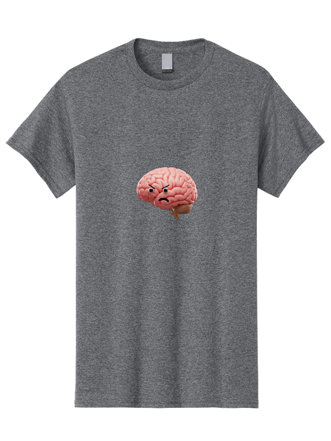 Angry-Brain Men'S Graphic Tee, 100% Cotton, Comfortable Casual Summer Wear, Machine Washable, Human Brain With Angry Face, Negative Emotions, Frustration, Cognitive Overload, Neuroscience, Mental Health, Brain Function, Emotional Intelligence Baa132