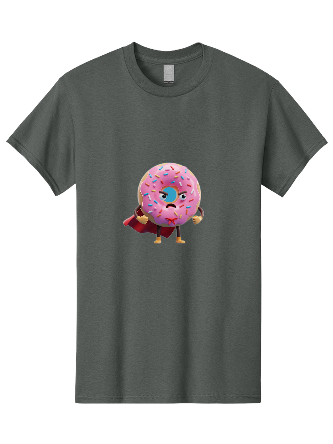 Angry-Donut-Superhero Men'S Graphic Tee, 100% Cotton, Comfortable Casual Summer Wear, Machine Washable, Pink Frosted Donut With Sprinkles, Angry Face, Superhero Cape, Funny Character, Comical Expression, Sweet Treat, Cartoon Character Baa133 27