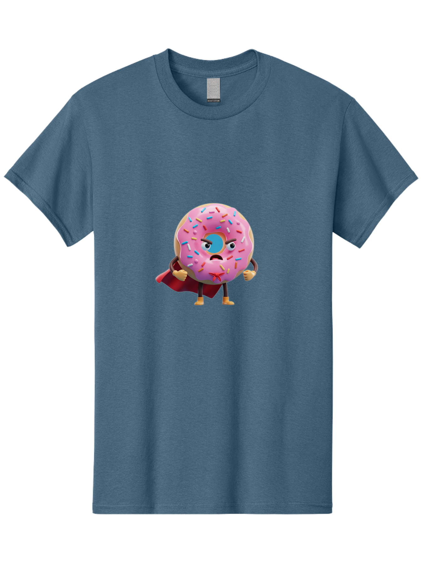 Angry-Donut-Superhero Men'S Graphic Tee, 100% Cotton, Comfortable Casual Summer Wear, Machine Washable, Pink Frosted Donut With Sprinkles, Angry Face, Superhero Cape, Funny Character, Comical Expression, Sweet Treat, Cartoon Character Baa133 29