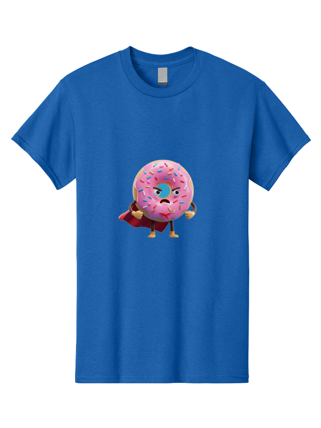 Angry-Donut-Superhero Men'S Graphic Tee, 100% Cotton, Comfortable Casual Summer Wear, Machine Washable, Pink Frosted Donut With Sprinkles, Angry Face, Superhero Cape, Funny Character, Comical Expression, Sweet Treat, Cartoon Character Baa133 15