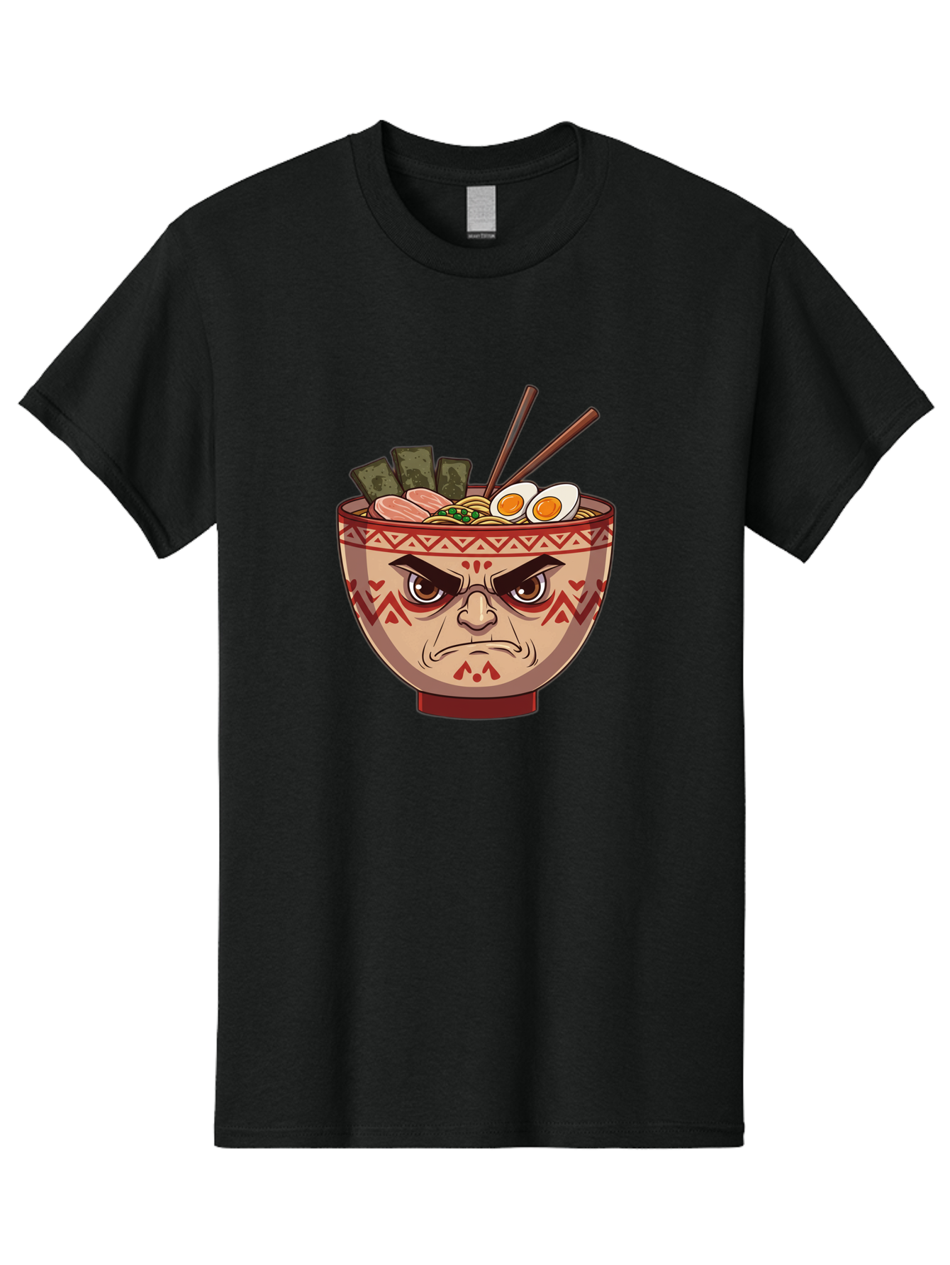 Angry-Ramen Men'S Graphic Tee, 100% Cotton, Comfortable Casual Summer Wear, Machine Washable, Angry Ramen Bowl, Angry Face, Ramen Noodles, Boiled Egg, Seaweed, Chopsticks, Kawaii, Cartoon Character, Ramen Toppings, Angry Eyes Baa134 23