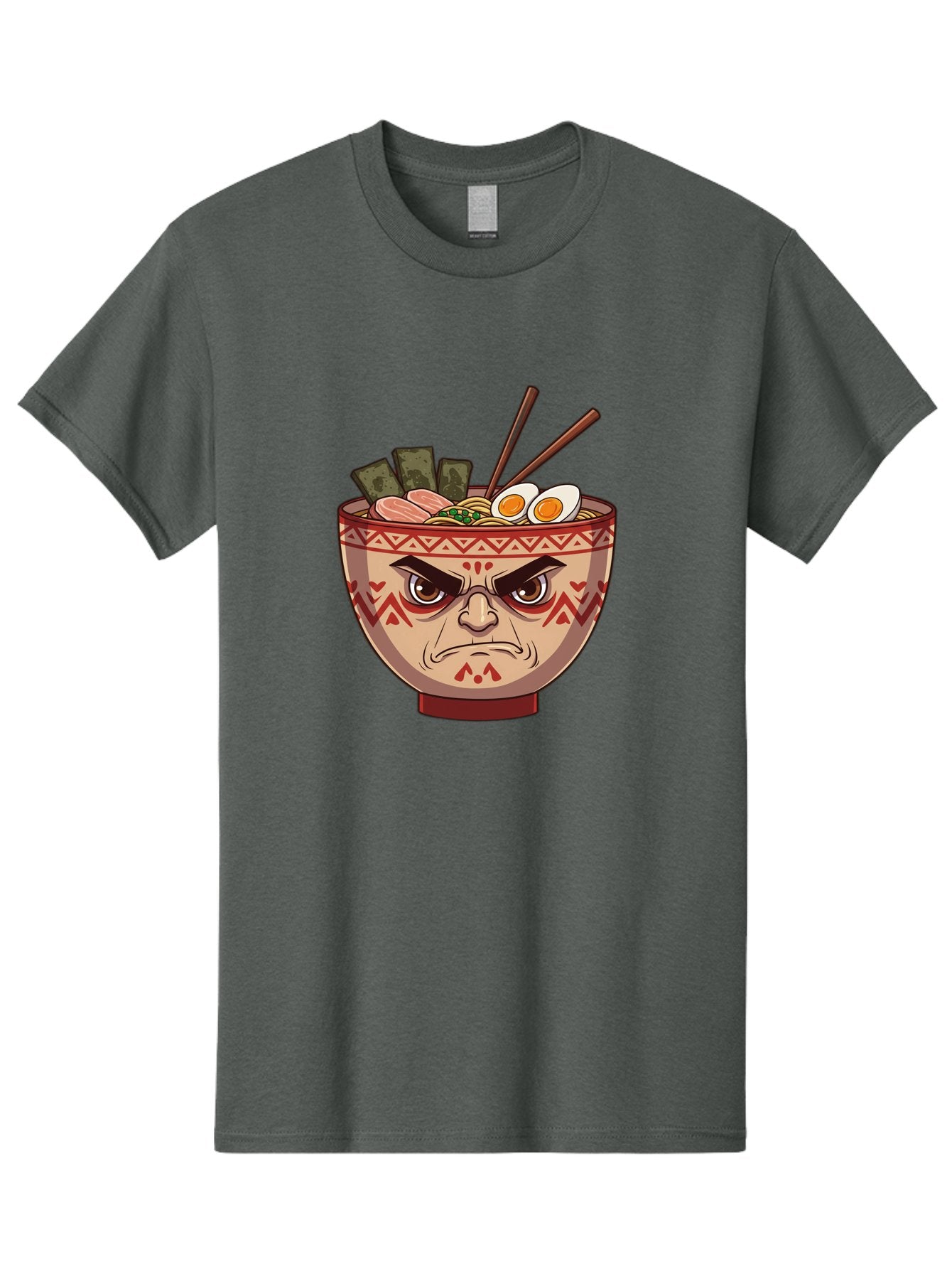 Angry-Ramen Men'S Graphic Tee, 100% Cotton, Comfortable Casual Summer Wear, Machine Washable, Angry Ramen Bowl, Angry Face, Ramen Noodles, Boiled Egg, Seaweed, Chopsticks, Kawaii, Cartoon Character, Ramen Toppings, Angry Eyes Baa134 7