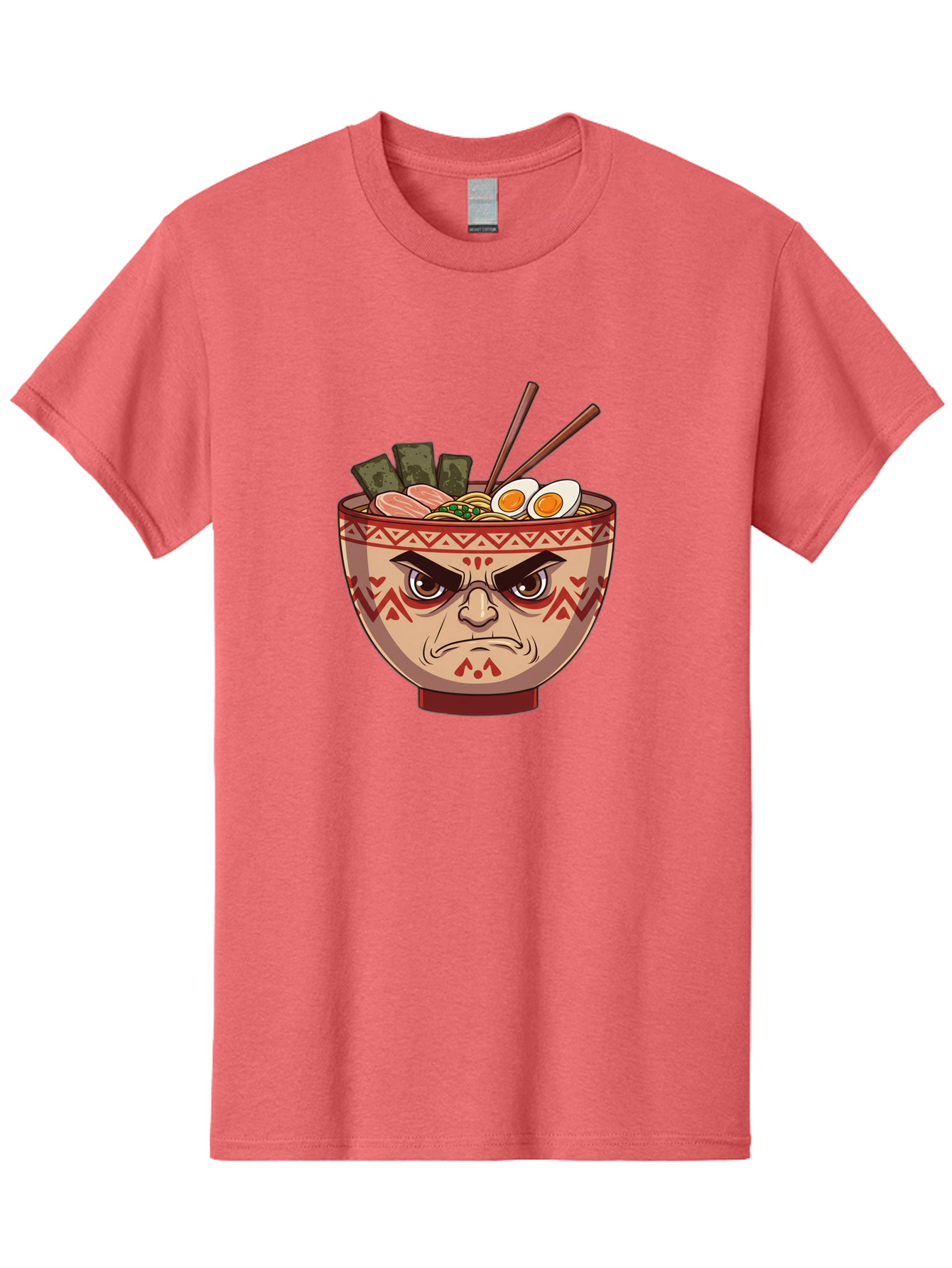 Angry-Ramen Men'S Graphic Tee, 100% Cotton, Comfortable Casual Summer Wear, Machine Washable, Angry Ramen Bowl, Angry Face, Ramen Noodles, Boiled Egg, Seaweed, Chopsticks, Kawaii, Cartoon Character, Ramen Toppings, Angry Eyes Baa134 19