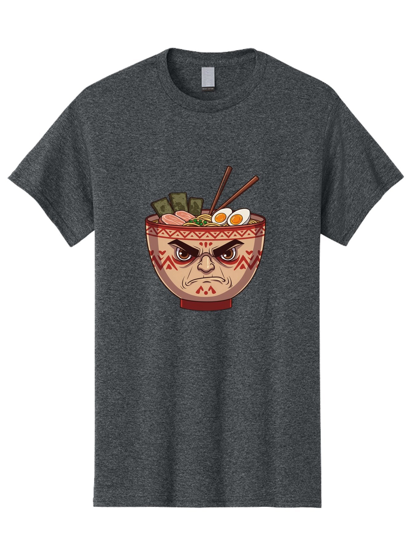 Angry-Ramen Men'S Graphic Tee, 100% Cotton, Comfortable Casual Summer Wear, Machine Washable, Angry Ramen Bowl, Angry Face, Ramen Noodles, Boiled Egg, Seaweed, Chopsticks, Kawaii, Cartoon Character, Ramen Toppings, Angry Eyes Baa134 13
