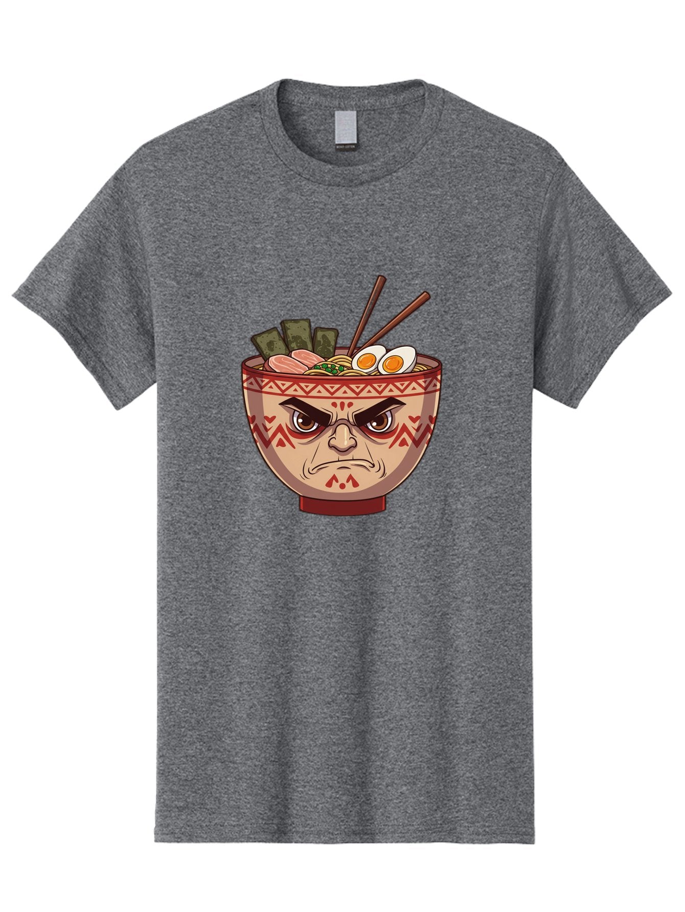 Angry-Ramen Men'S Graphic Tee, 100% Cotton, Comfortable Casual Summer Wear, Machine Washable, Angry Ramen Bowl, Angry Face, Ramen Noodles, Boiled Egg, Seaweed, Chopsticks, Kawaii, Cartoon Character, Ramen Toppings, Angry Eyes Baa134 10