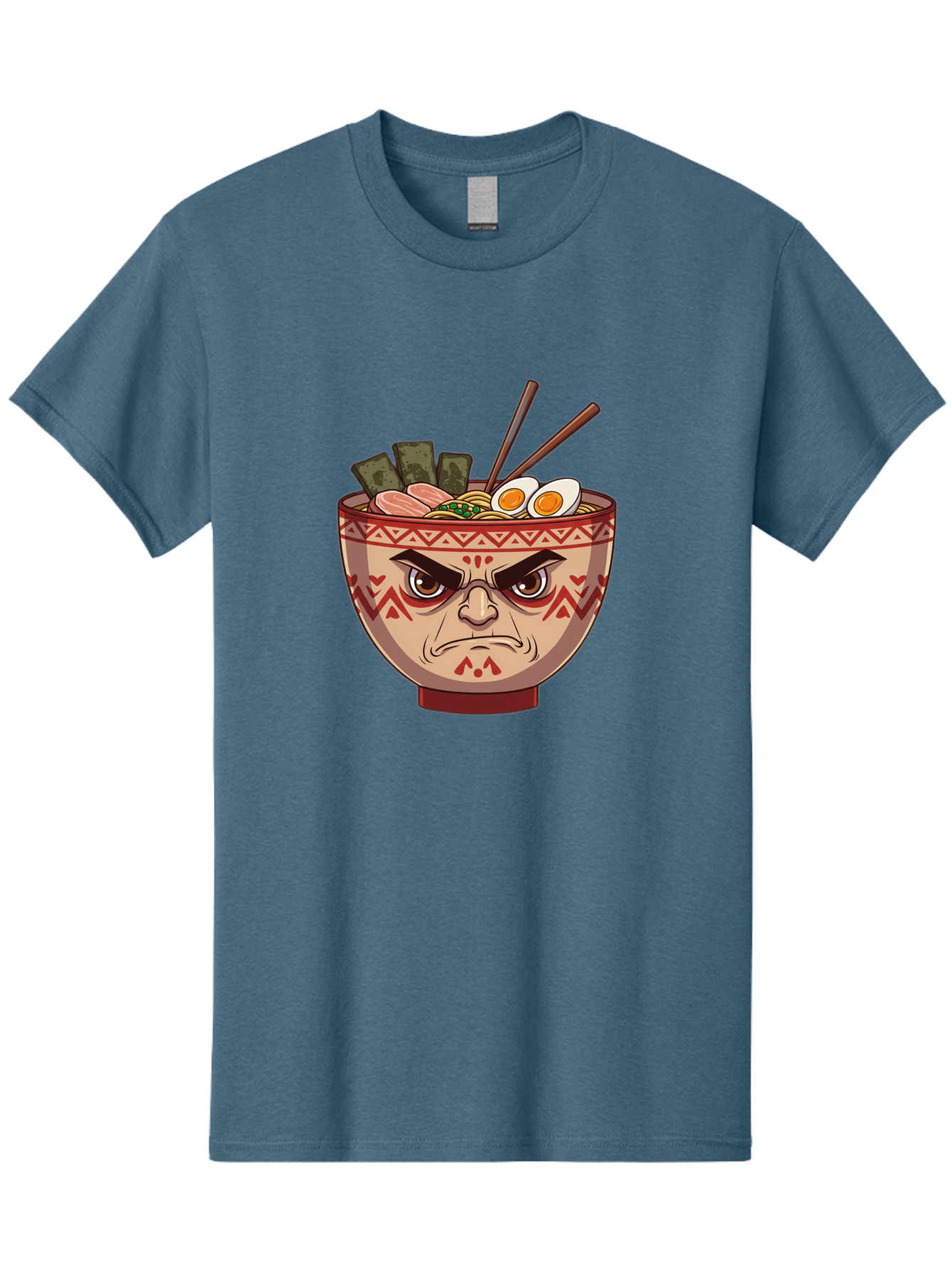 Angry-Ramen Men'S Graphic Tee, 100% Cotton, Comfortable Casual Summer Wear, Machine Washable, Angry Ramen Bowl, Angry Face, Ramen Noodles, Boiled Egg, Seaweed, Chopsticks, Kawaii, Cartoon Character, Ramen Toppings, Angry Eyes Baa134 13