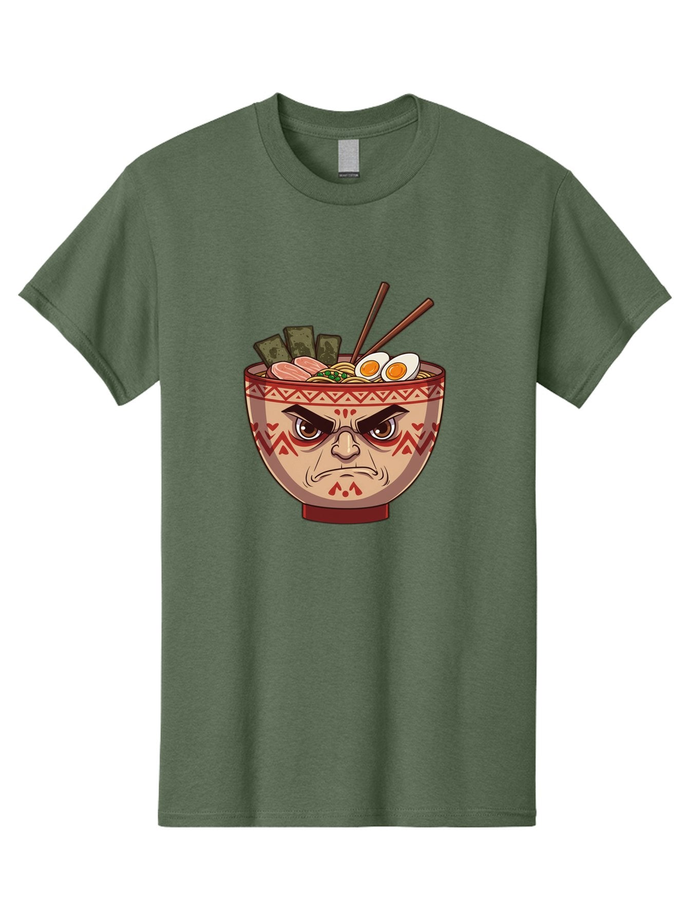 Angry-Ramen Men'S Graphic Tee, 100% Cotton, Comfortable Casual Summer Wear, Machine Washable, Angry Ramen Bowl, Angry Face, Ramen Noodles, Boiled Egg, Seaweed, Chopsticks, Kawaii, Cartoon Character, Ramen Toppings, Angry Eyes Baa134 8