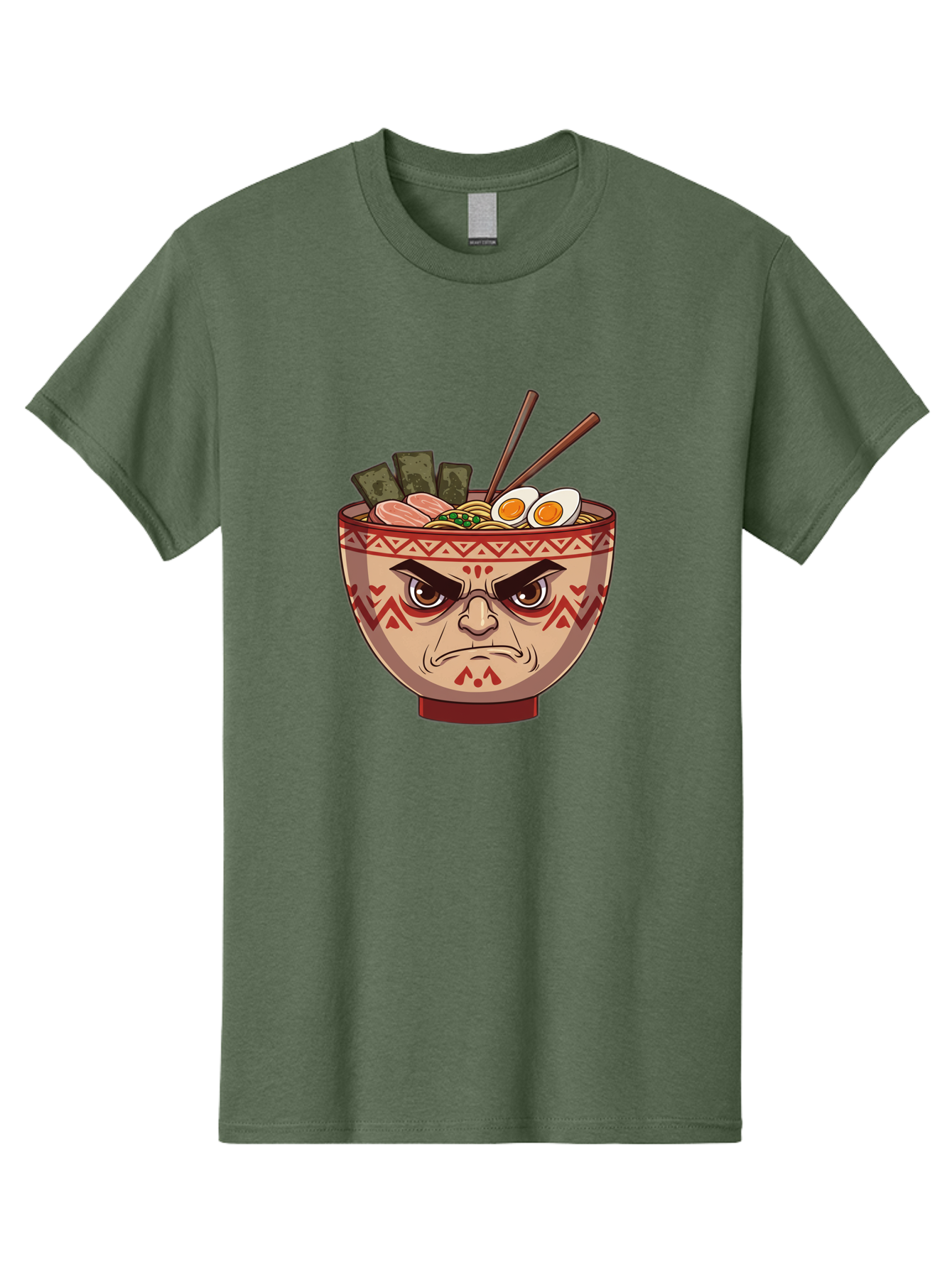 Angry-Ramen Men'S Graphic Tee, 100% Cotton, Comfortable Casual Summer Wear, Machine Washable, Angry Ramen Bowl, Angry Face, Ramen Noodles, Boiled Egg, Seaweed, Chopsticks, Kawaii, Cartoon Character, Ramen Toppings, Angry Eyes Baa134 11