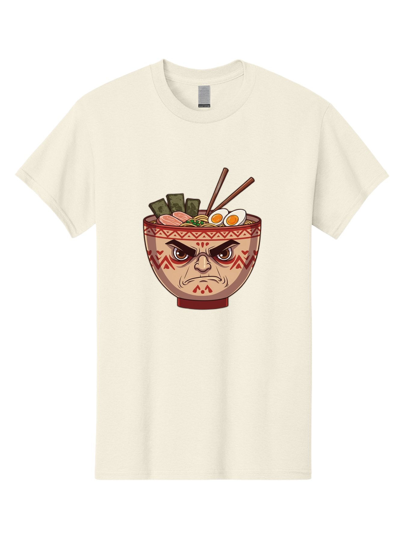 Angry-Ramen Men'S Graphic Tee, 100% Cotton, Comfortable Casual Summer Wear, Machine Washable, Angry Ramen Bowl, Angry Face, Ramen Noodles, Boiled Egg, Seaweed, Chopsticks, Kawaii, Cartoon Character, Ramen Toppings, Angry Eyes Baa134 11