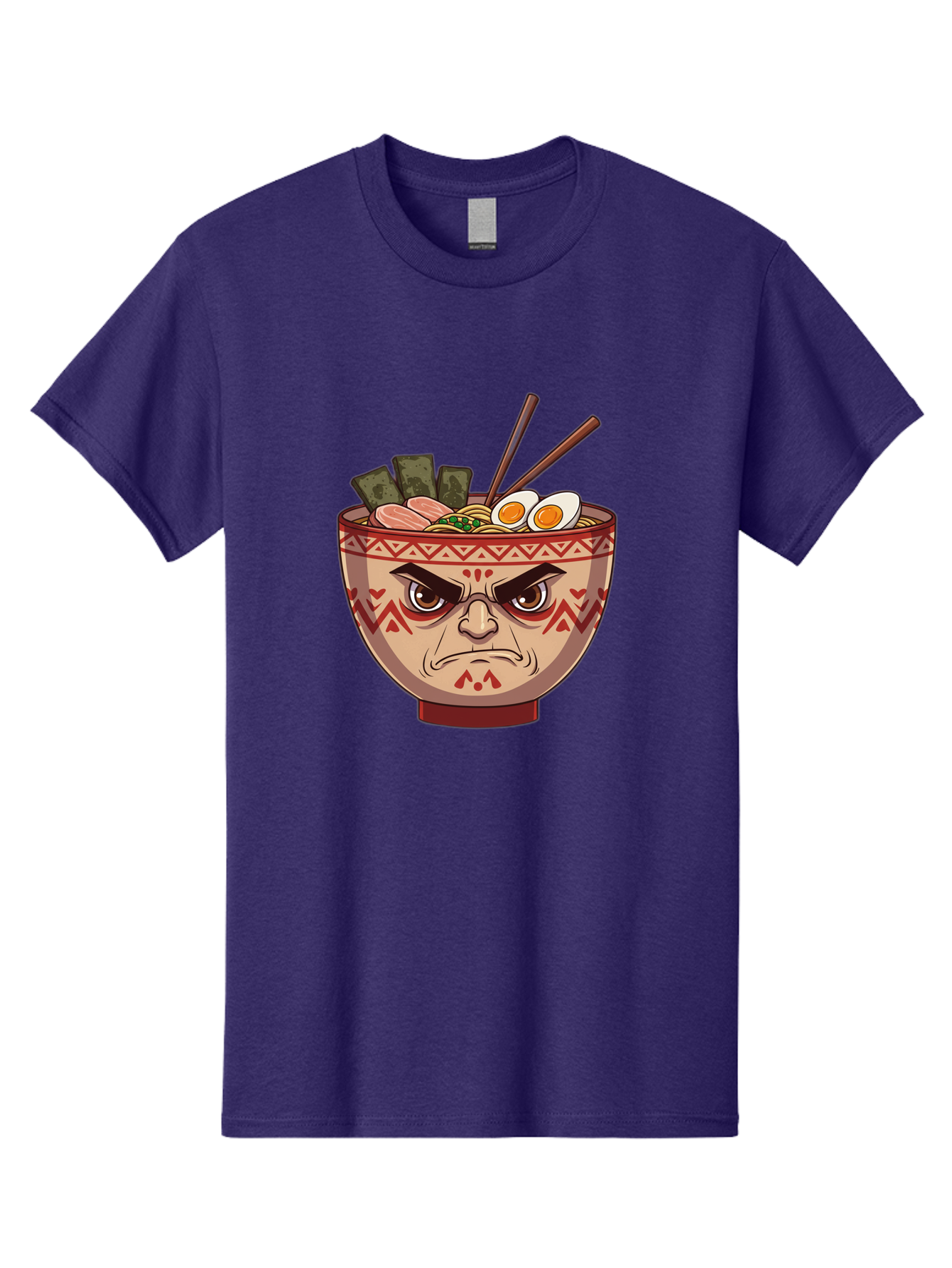 Angry-Ramen Men'S Graphic Tee, 100% Cotton, Comfortable Casual Summer Wear, Machine Washable, Angry Ramen Bowl, Angry Face, Ramen Noodles, Boiled Egg, Seaweed, Chopsticks, Kawaii, Cartoon Character, Ramen Toppings, Angry Eyes Baa134 9