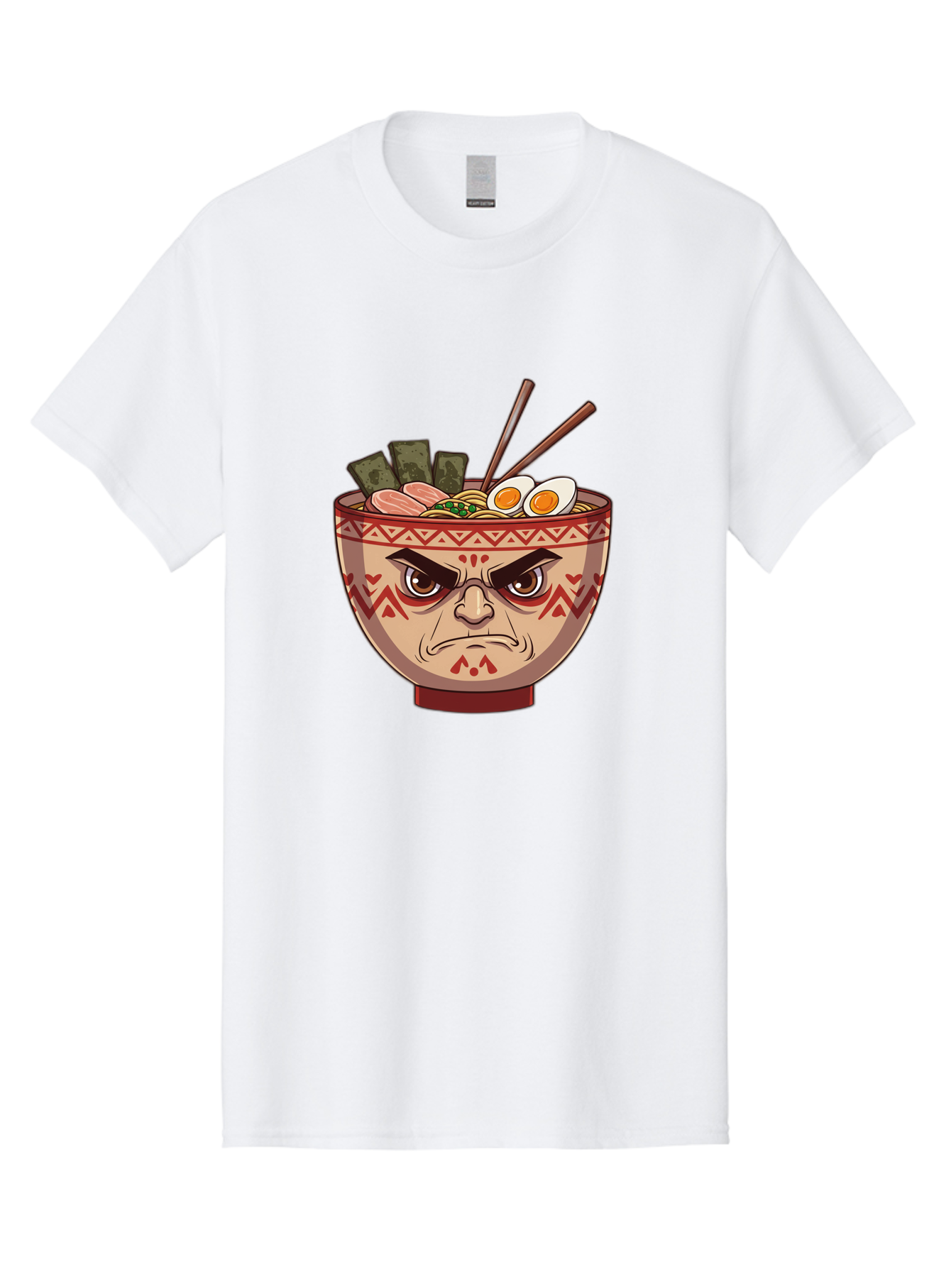 Angry-Ramen Men'S Graphic Tee, 100% Cotton, Comfortable Casual Summer Wear, Machine Washable, Angry Ramen Bowl, Angry Face, Ramen Noodles, Boiled Egg, Seaweed, Chopsticks, Kawaii, Cartoon Character, Ramen Toppings, Angry Eyes Baa134 17