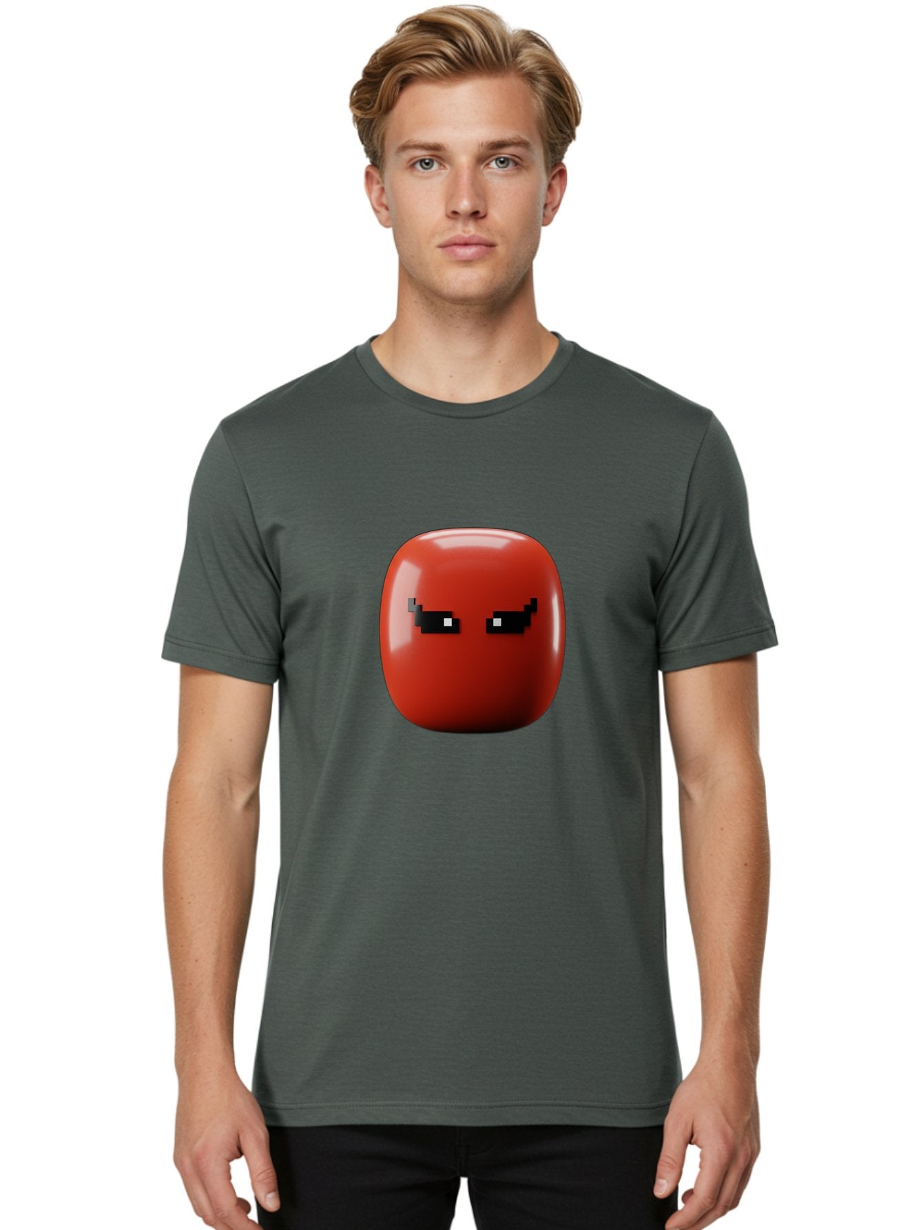 Angry-Tomato Men'S Graphic Tee, 100% Cotton, Comfortable Casual Summer Wear, Machine Washable, Angry Face, Pixel Art Style, Digital Illustration, Red Tomato, Emotive Expression, Playful Design, Cartoon Character Baa135 18