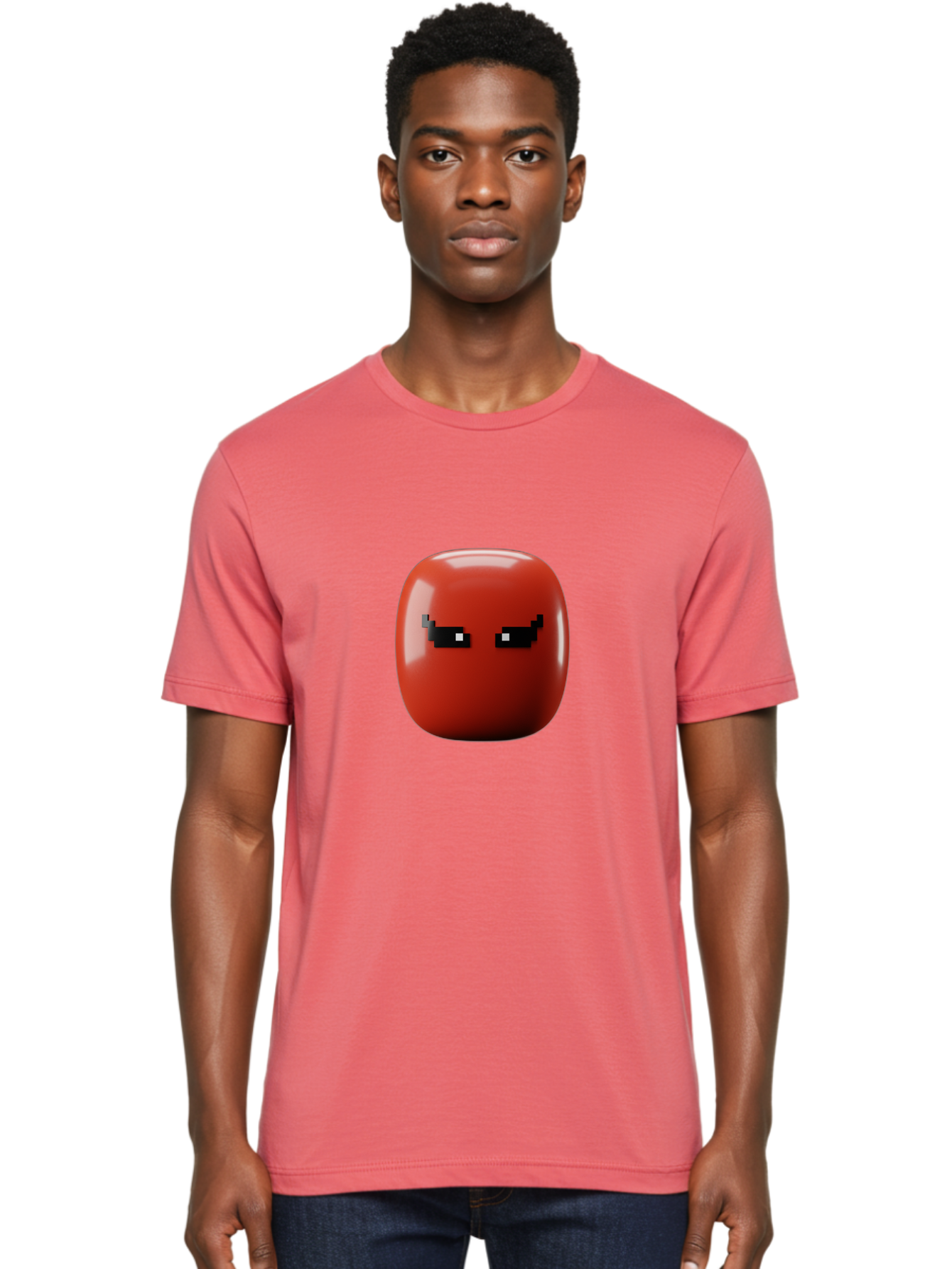 Angry-Tomato Men'S Graphic Tee, 100% Cotton, Comfortable Casual Summer Wear, Machine Washable, Angry Face, Pixel Art Style, Digital Illustration, Red Tomato, Emotive Expression, Playful Design, Cartoon Character Baa135 20