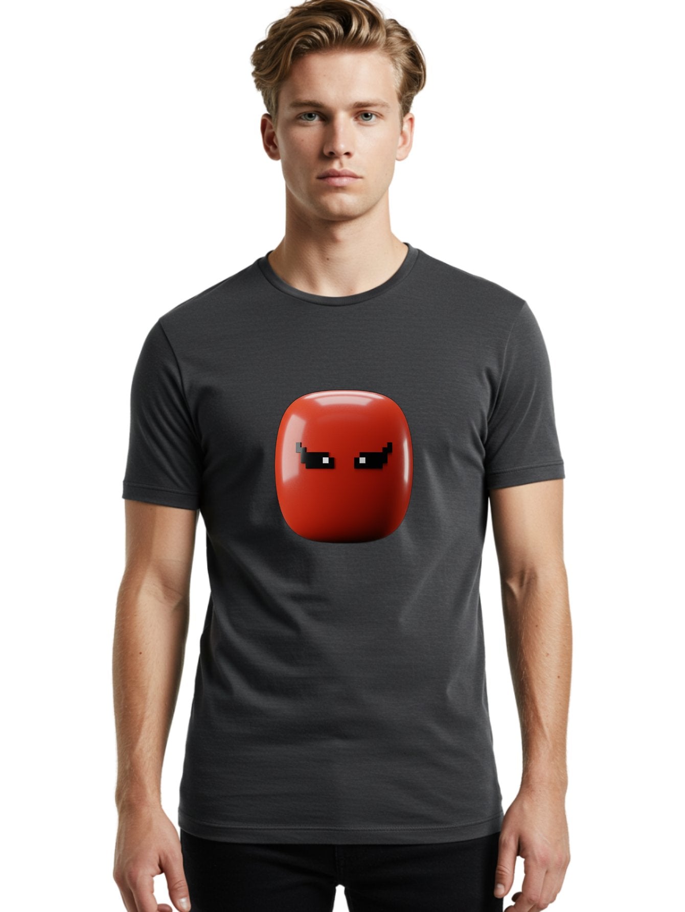Angry-Tomato Men'S Graphic Tee, 100% Cotton, Comfortable Casual Summer Wear, Machine Washable, Angry Face, Pixel Art Style, Digital Illustration, Red Tomato, Emotive Expression, Playful Design, Cartoon Character Baa135 17