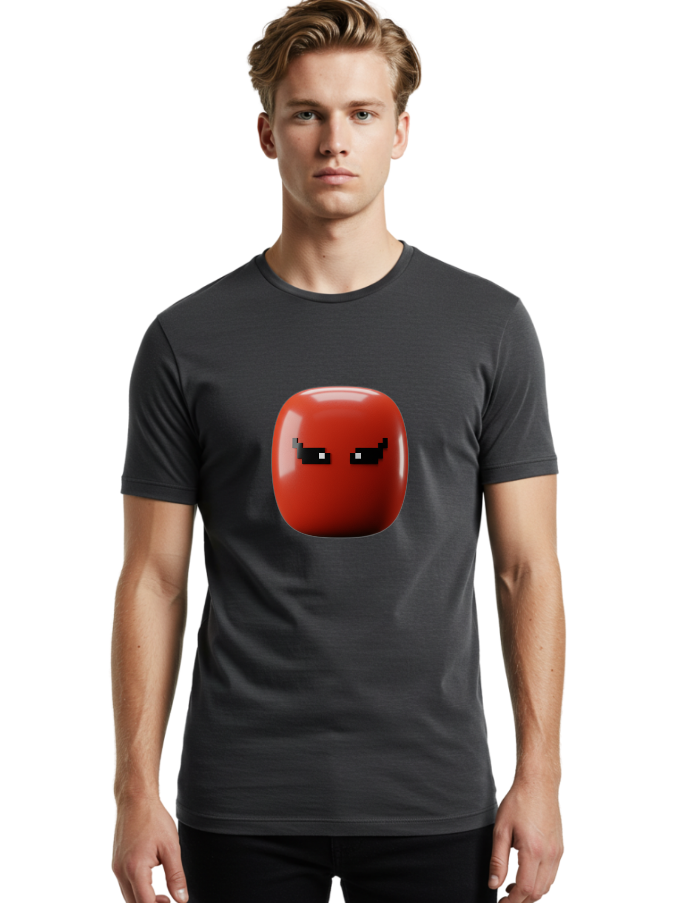 Angry-Tomato Men'S Graphic Tee, 100% Cotton, Comfortable Casual Summer Wear, Machine Washable, Angry Face, Pixel Art Style, Digital Illustration, Red Tomato, Emotive Expression, Playful Design, Cartoon Character Baa135 28