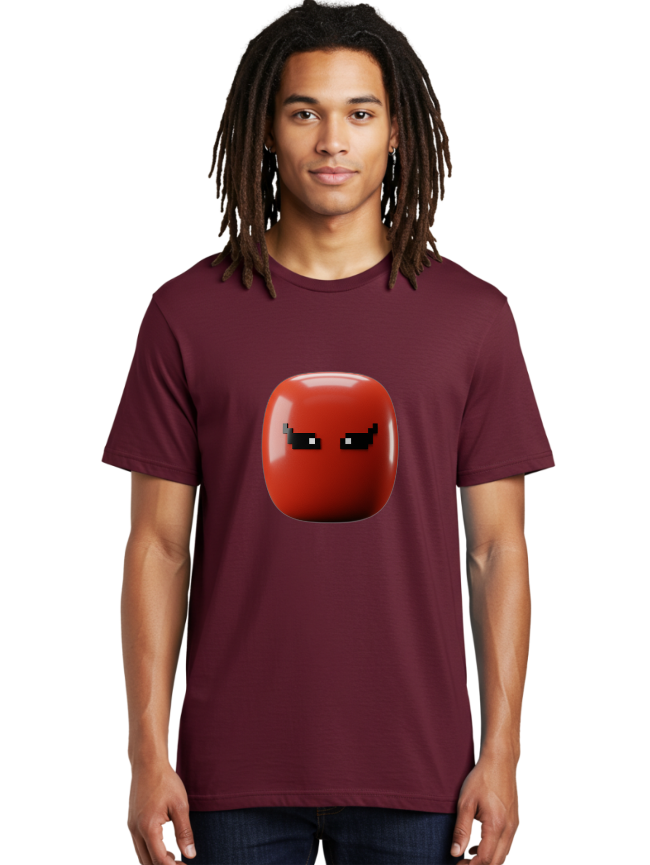 Angry-Tomato Men'S Graphic Tee, 100% Cotton, Comfortable Casual Summer Wear, Machine Washable, Angry Face, Pixel Art Style, Digital Illustration, Red Tomato, Emotive Expression, Playful Design, Cartoon Character Baa135 16