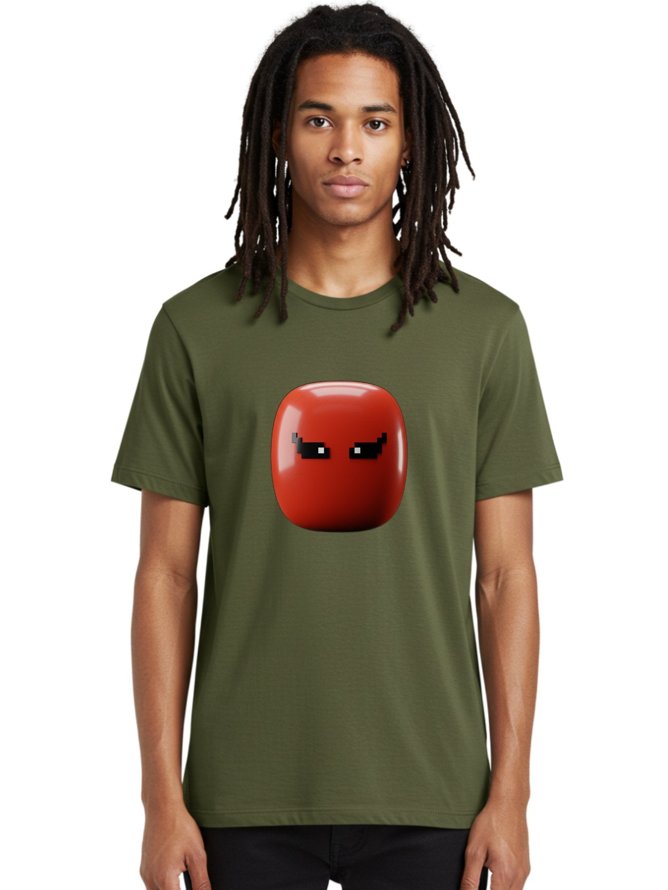 Angry-Tomato Men'S Graphic Tee, 100% Cotton, Comfortable Casual Summer Wear, Machine Washable, Angry Face, Pixel Art Style, Digital Illustration, Red Tomato, Emotive Expression, Playful Design, Cartoon Character Baa135 27