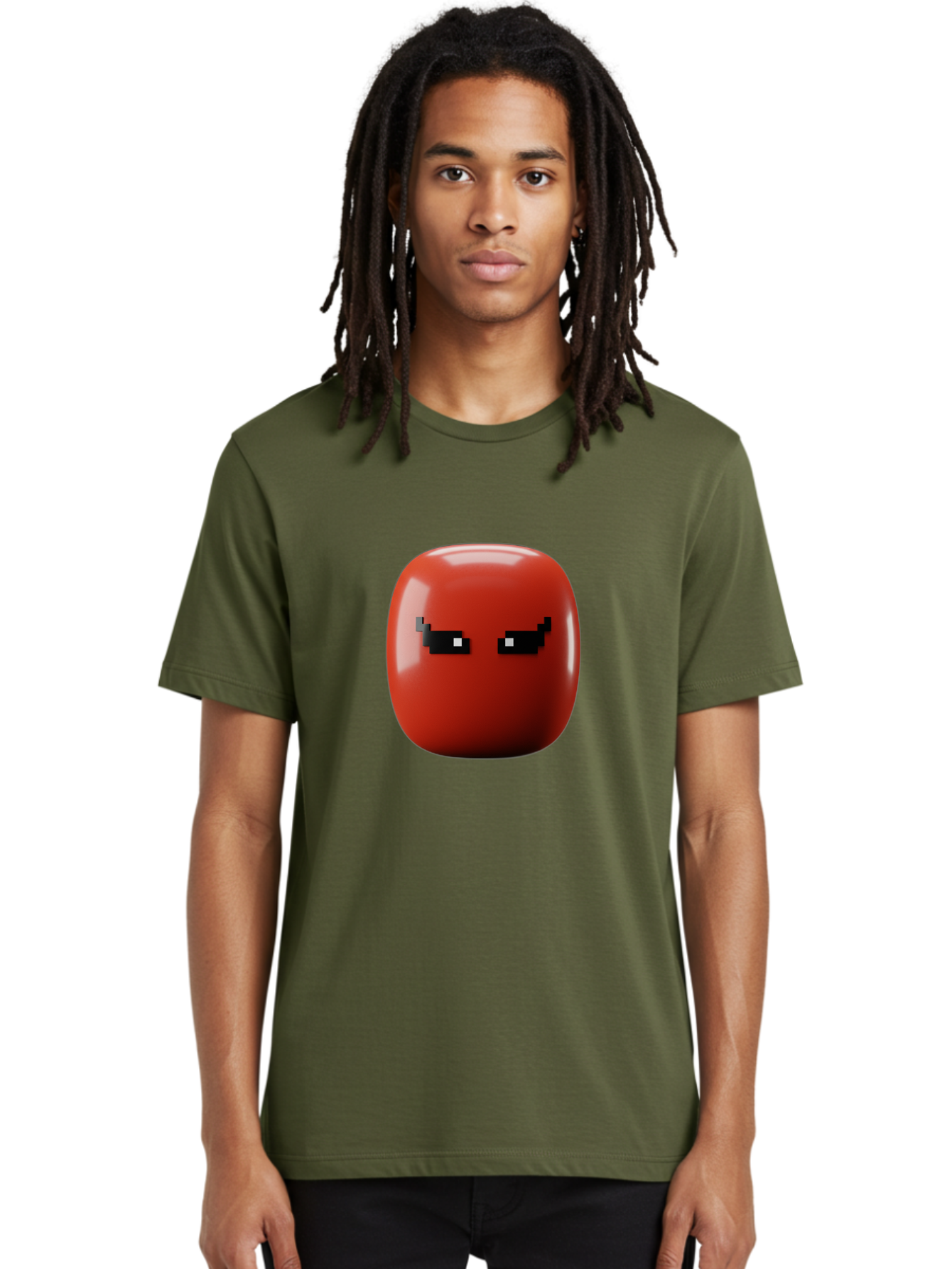 Angry-Tomato Men'S Graphic Tee, 100% Cotton, Comfortable Casual Summer Wear, Machine Washable, Angry Face, Pixel Art Style, Digital Illustration, Red Tomato, Emotive Expression, Playful Design, Cartoon Character Baa135 8