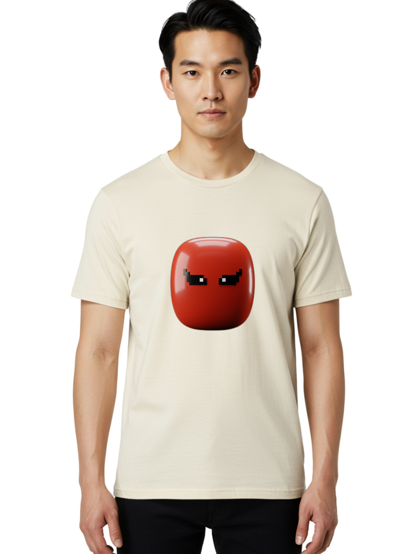 Angry-Tomato Men'S Graphic Tee, 100% Cotton, Comfortable Casual Summer Wear, Machine Washable, Angry Face, Pixel Art Style, Digital Illustration, Red Tomato, Emotive Expression, Playful Design, Cartoon Character Baa135 26