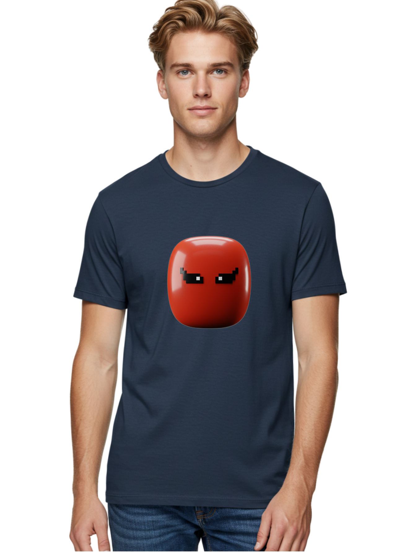 Angry-Tomato Men'S Graphic Tee, 100% Cotton, Comfortable Casual Summer Wear, Machine Washable, Angry Face, Pixel Art Style, Digital Illustration, Red Tomato, Emotive Expression, Playful Design, Cartoon Character Baa135 6