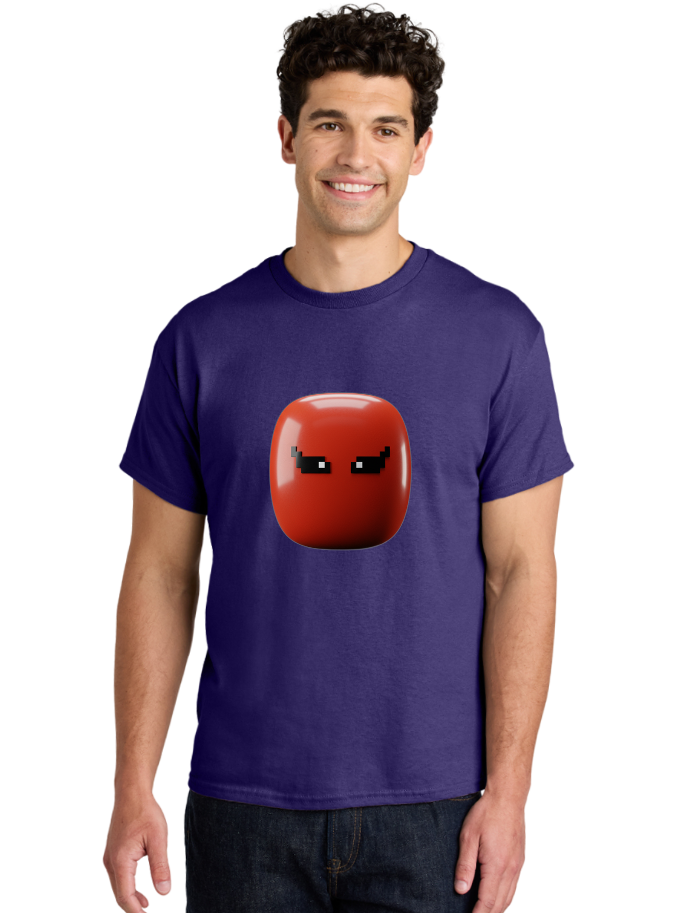 Angry-Tomato Men'S Graphic Tee, 100% Cotton, Comfortable Casual Summer Wear, Machine Washable, Angry Face, Pixel Art Style, Digital Illustration, Red Tomato, Emotive Expression, Playful Design, Cartoon Character Baa135 22