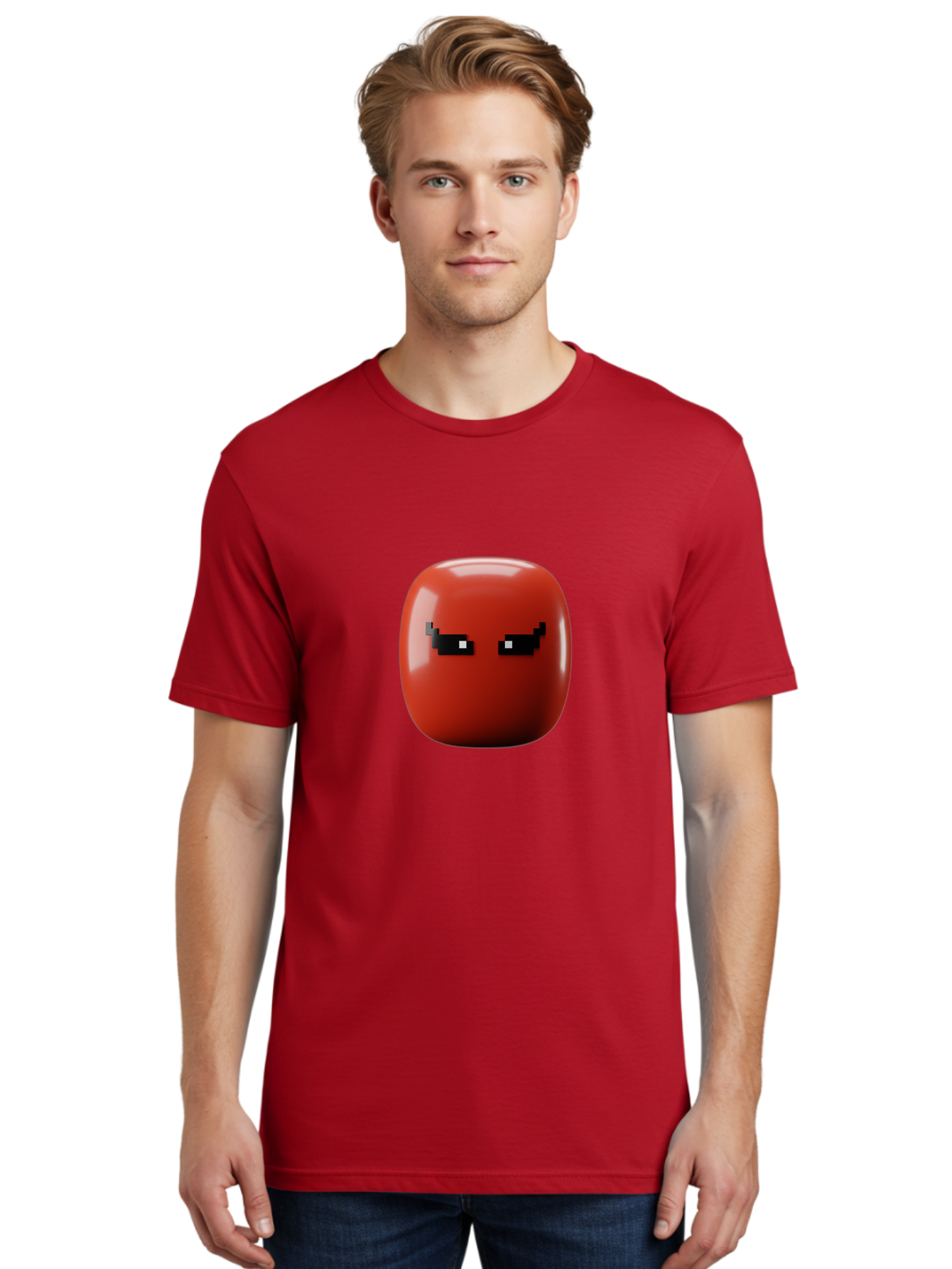 Angry-Tomato Men'S Graphic Tee, 100% Cotton, Comfortable Casual Summer Wear, Machine Washable, Angry Face, Pixel Art Style, Digital Illustration, Red Tomato, Emotive Expression, Playful Design, Cartoon Character Baa135 18
