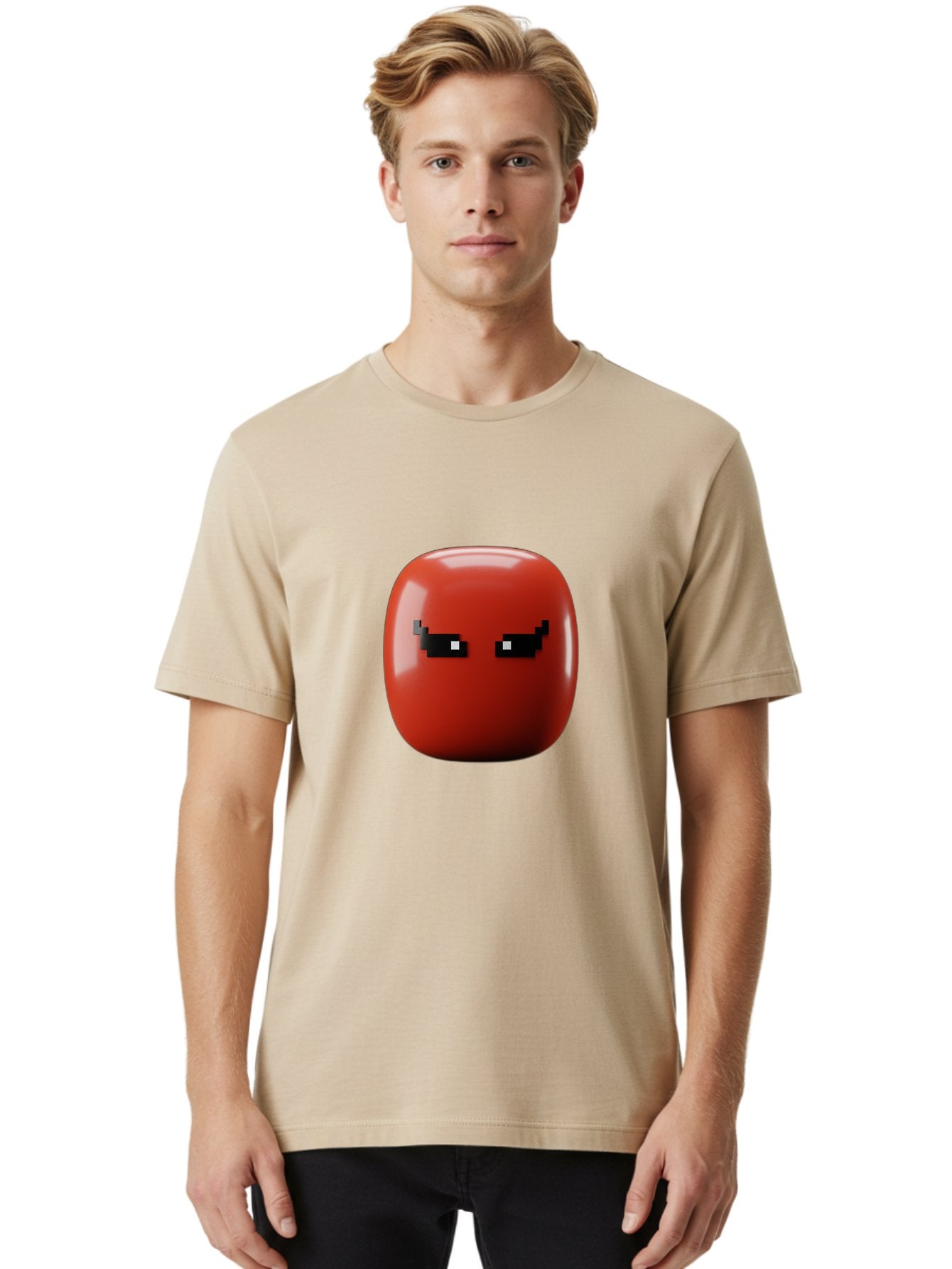 Angry-Tomato Men'S Graphic Tee, 100% Cotton, Comfortable Casual Summer Wear, Machine Washable, Angry Face, Pixel Art Style, Digital Illustration, Red Tomato, Emotive Expression, Playful Design, Cartoon Character Baa135 29