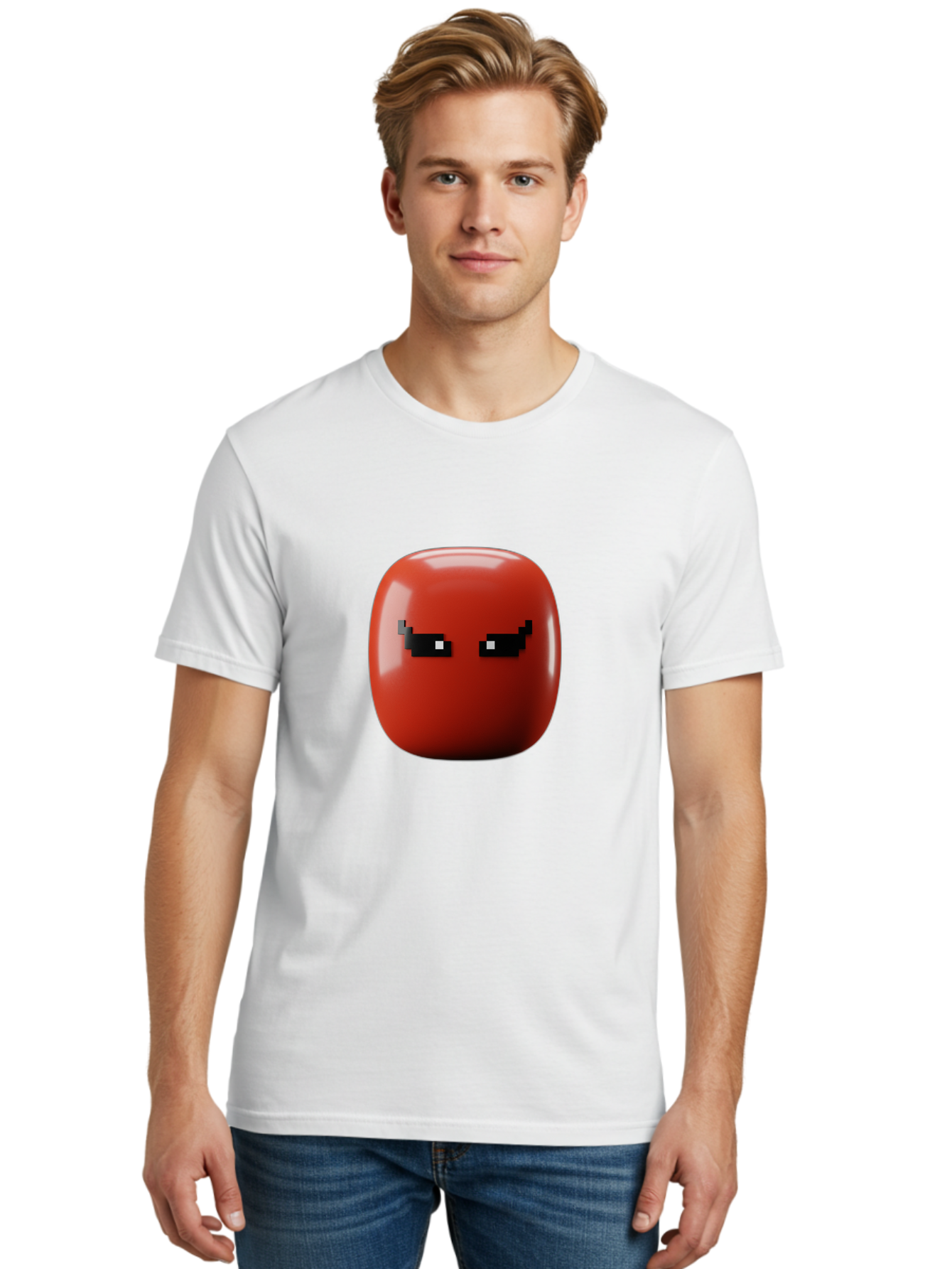 Angry-Tomato Men'S Graphic Tee, 100% Cotton, Comfortable Casual Summer Wear, Machine Washable, Angry Face, Pixel Art Style, Digital Illustration, Red Tomato, Emotive Expression, Playful Design, Cartoon Character Baa135 10