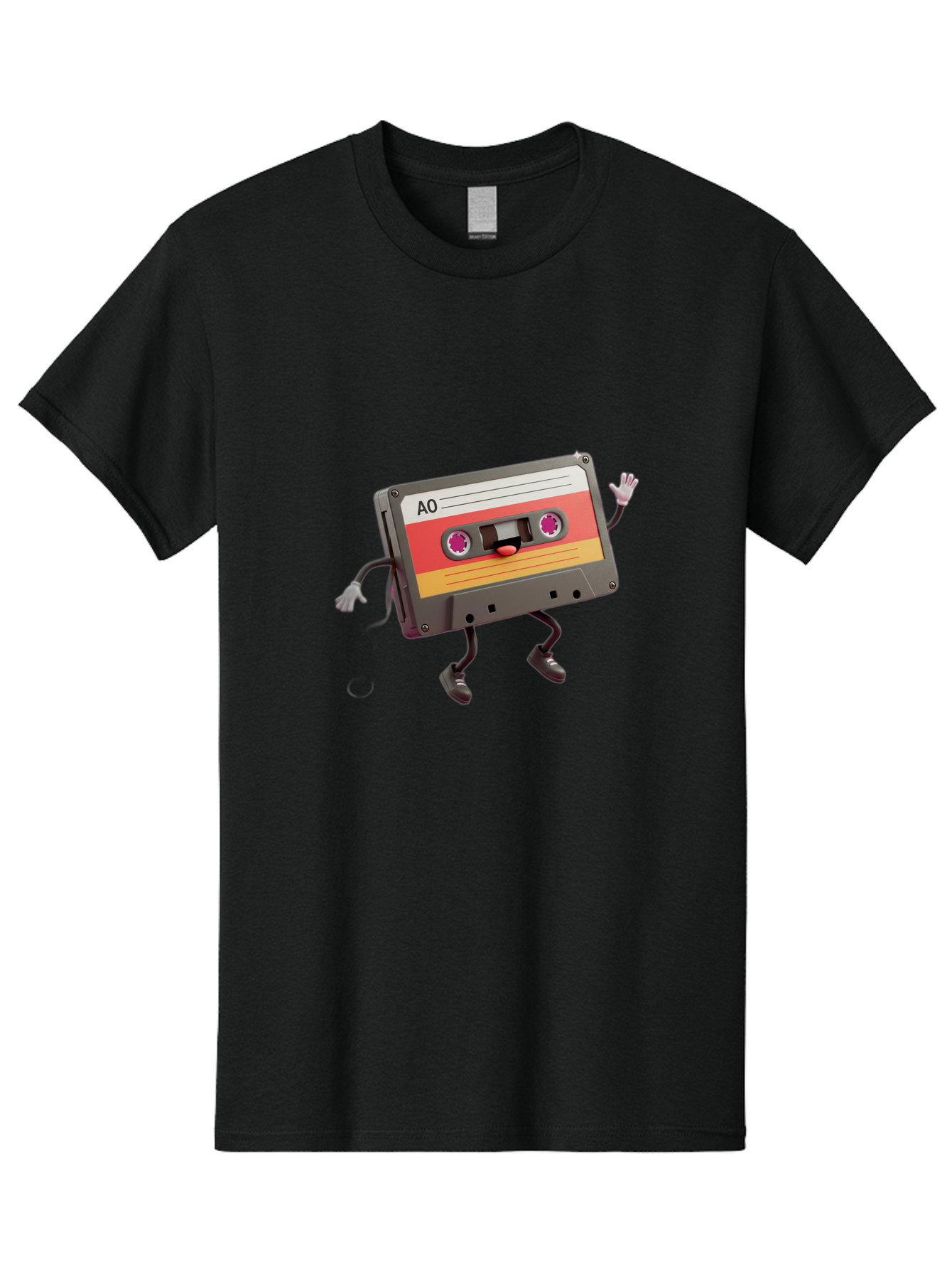 Ao-Cassette Men'S Graphic Tee, 100% Cotton, Comfortable Casual Summer Wear, Machine Washable, Retro Cassette Tape, Character Design, Anthropomorphic Object, Music Nostalgia, Vintage Technology, 80S And 90S Memorabilia, Funky Illustration, Baa136 11