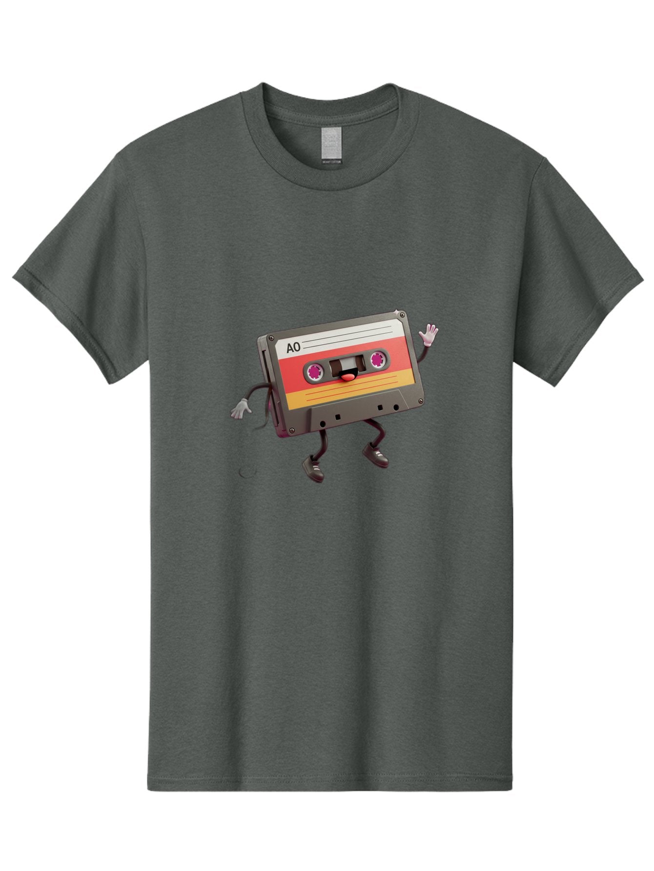 Ao-Cassette Men'S Graphic Tee, 100% Cotton, Comfortable Casual Summer Wear, Machine Washable, Retro Cassette Tape, Character Design, Anthropomorphic Object, Music Nostalgia, Vintage Technology, 80S And 90S Memorabilia, Funky Illustration, Baa136 10
