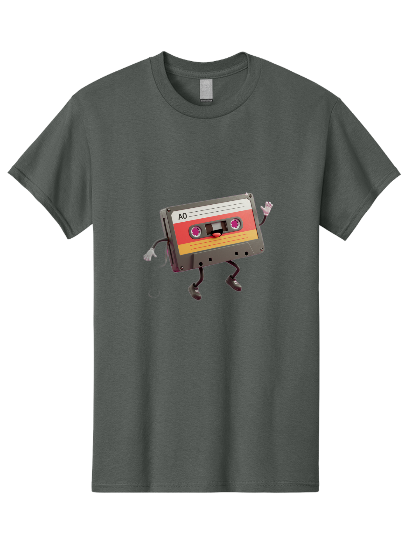Ao-Cassette Men'S Graphic Tee, 100% Cotton, Comfortable Casual Summer Wear, Machine Washable, Retro Cassette Tape, Character Design, Anthropomorphic Object, Music Nostalgia, Vintage Technology, 80S And 90S Memorabilia, Funky Illustration, Baa136 27