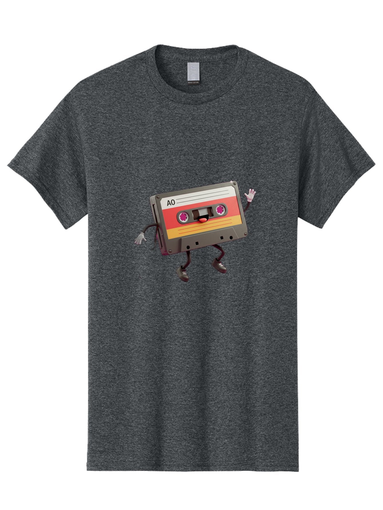 Ao-Cassette Men'S Graphic Tee, 100% Cotton, Comfortable Casual Summer Wear, Machine Washable, Retro Cassette Tape, Character Design, Anthropomorphic Object, Music Nostalgia, Vintage Technology, 80S And 90S Memorabilia, Funky Illustration, Baa136 4