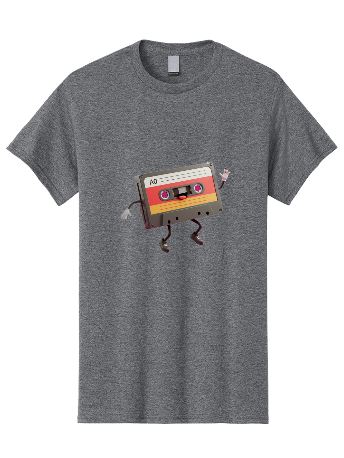 Ao-Cassette Men'S Graphic Tee, 100% Cotton, Comfortable Casual Summer Wear, Machine Washable, Retro Cassette Tape, Character Design, Anthropomorphic Object, Music Nostalgia, Vintage Technology, 80S And 90S Memorabilia, Funky Illustration, Baa136 15