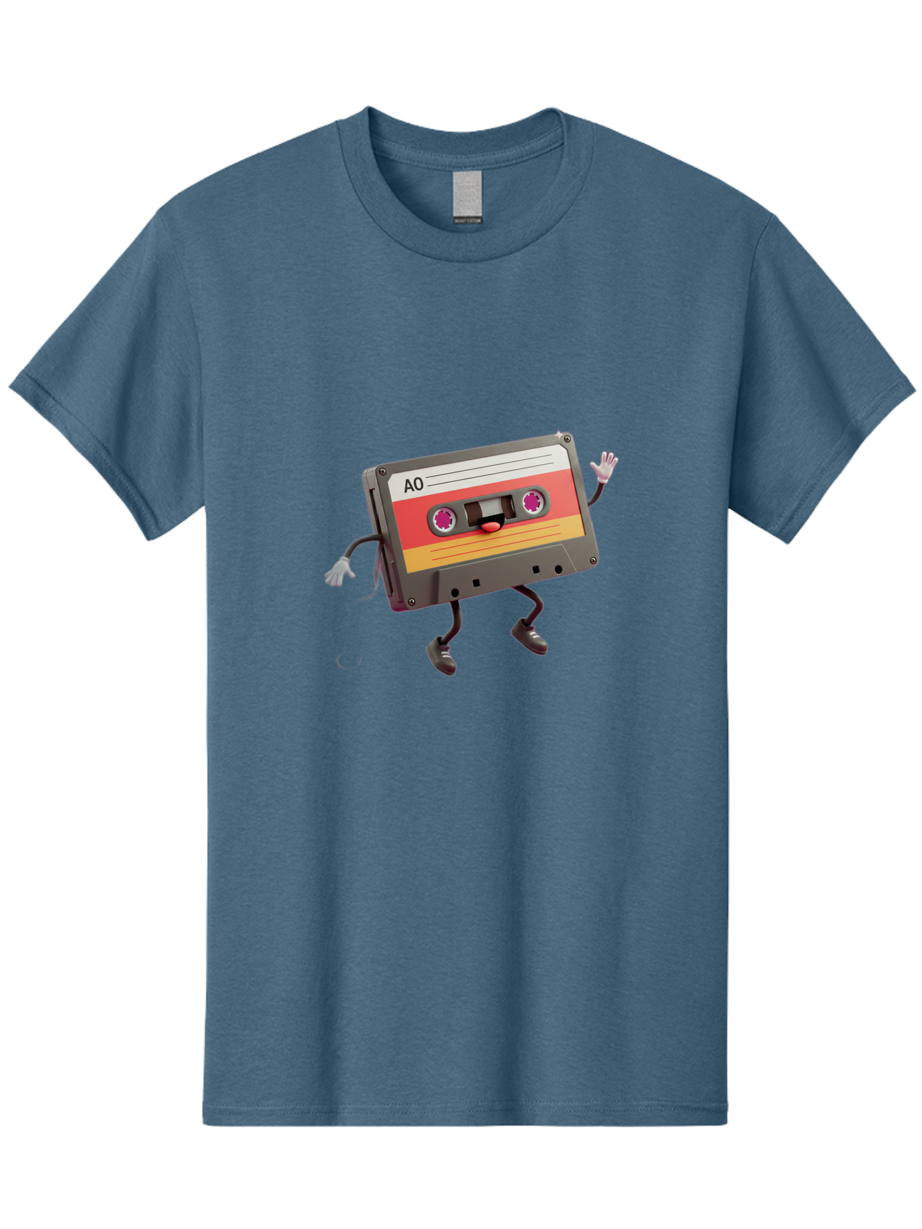 Ao-Cassette Men'S Graphic Tee, 100% Cotton, Comfortable Casual Summer Wear, Machine Washable, Retro Cassette Tape, Character Design, Anthropomorphic Object, Music Nostalgia, Vintage Technology, 80S And 90S Memorabilia, Funky Illustration, Baa136 19