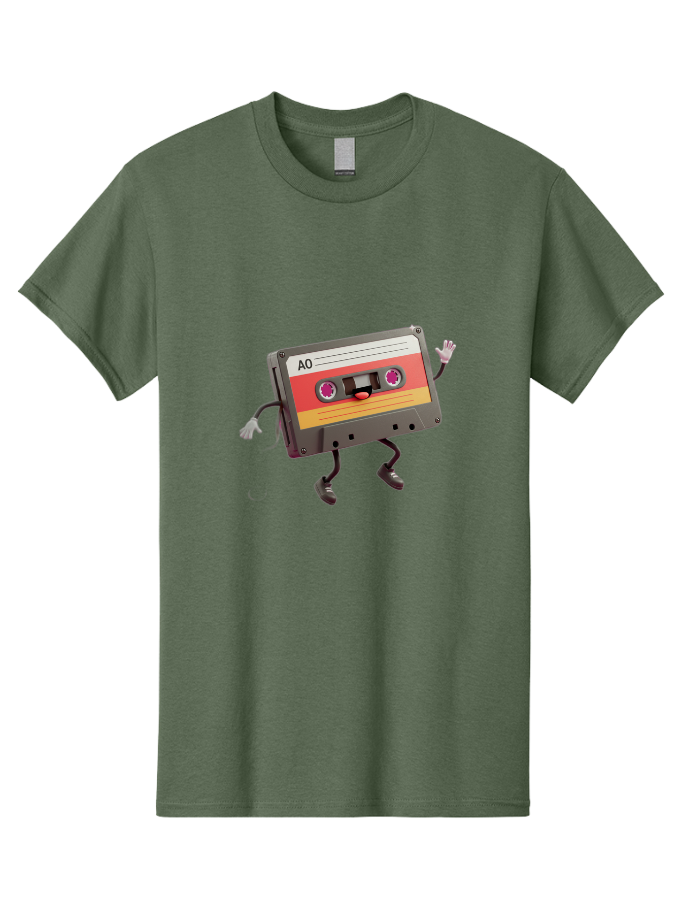 Ao-Cassette Men'S Graphic Tee, 100% Cotton, Comfortable Casual Summer Wear, Machine Washable, Retro Cassette Tape, Character Design, Anthropomorphic Object, Music Nostalgia, Vintage Technology, 80S And 90S Memorabilia, Funky Illustration, Baa136 3