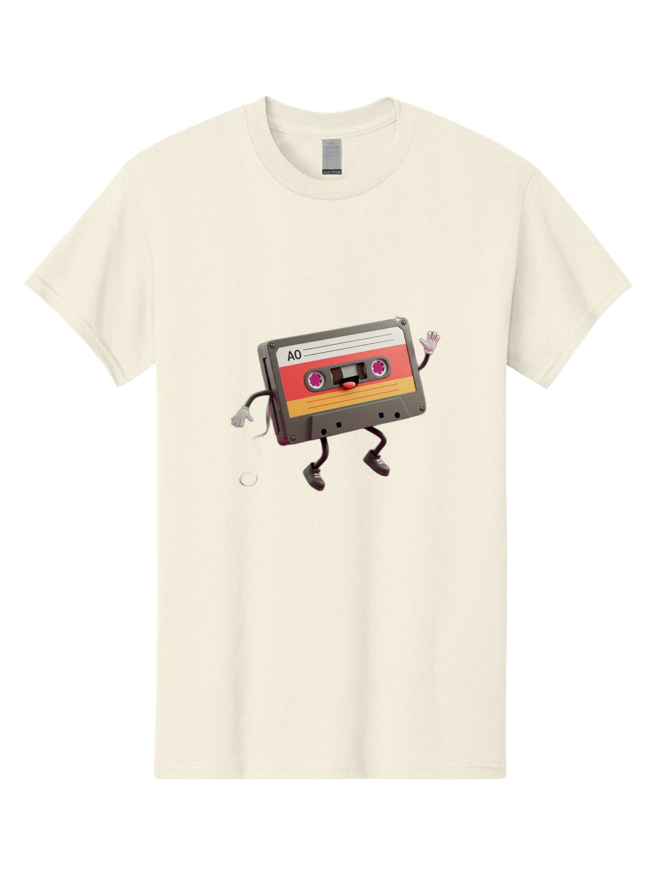 Ao-Cassette Men'S Graphic Tee, 100% Cotton, Comfortable Casual Summer Wear, Machine Washable, Retro Cassette Tape, Character Design, Anthropomorphic Object, Music Nostalgia, Vintage Technology, 80S And 90S Memorabilia, Funky Illustration, Baa136 11
