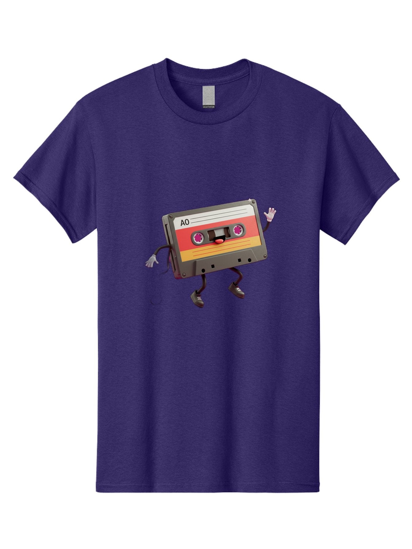 Ao-Cassette Men'S Graphic Tee, 100% Cotton, Comfortable Casual Summer Wear, Machine Washable, Retro Cassette Tape, Character Design, Anthropomorphic Object, Music Nostalgia, Vintage Technology, 80S And 90S Memorabilia, Funky Illustration, Baa136 12