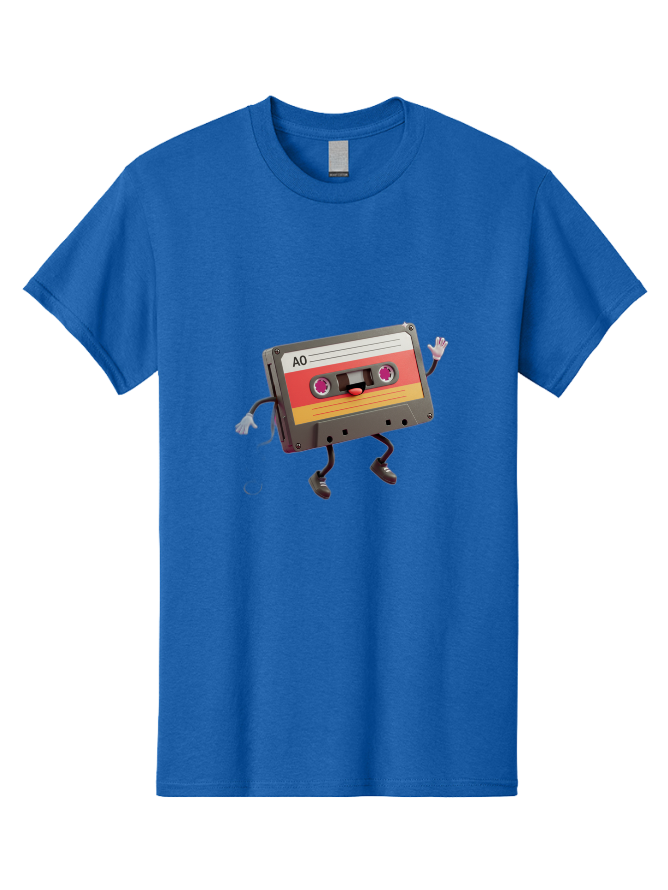 Ao-Cassette Men'S Graphic Tee, 100% Cotton, Comfortable Casual Summer Wear, Machine Washable, Retro Cassette Tape, Character Design, Anthropomorphic Object, Music Nostalgia, Vintage Technology, 80S And 90S Memorabilia, Funky Illustration, Baa136 9