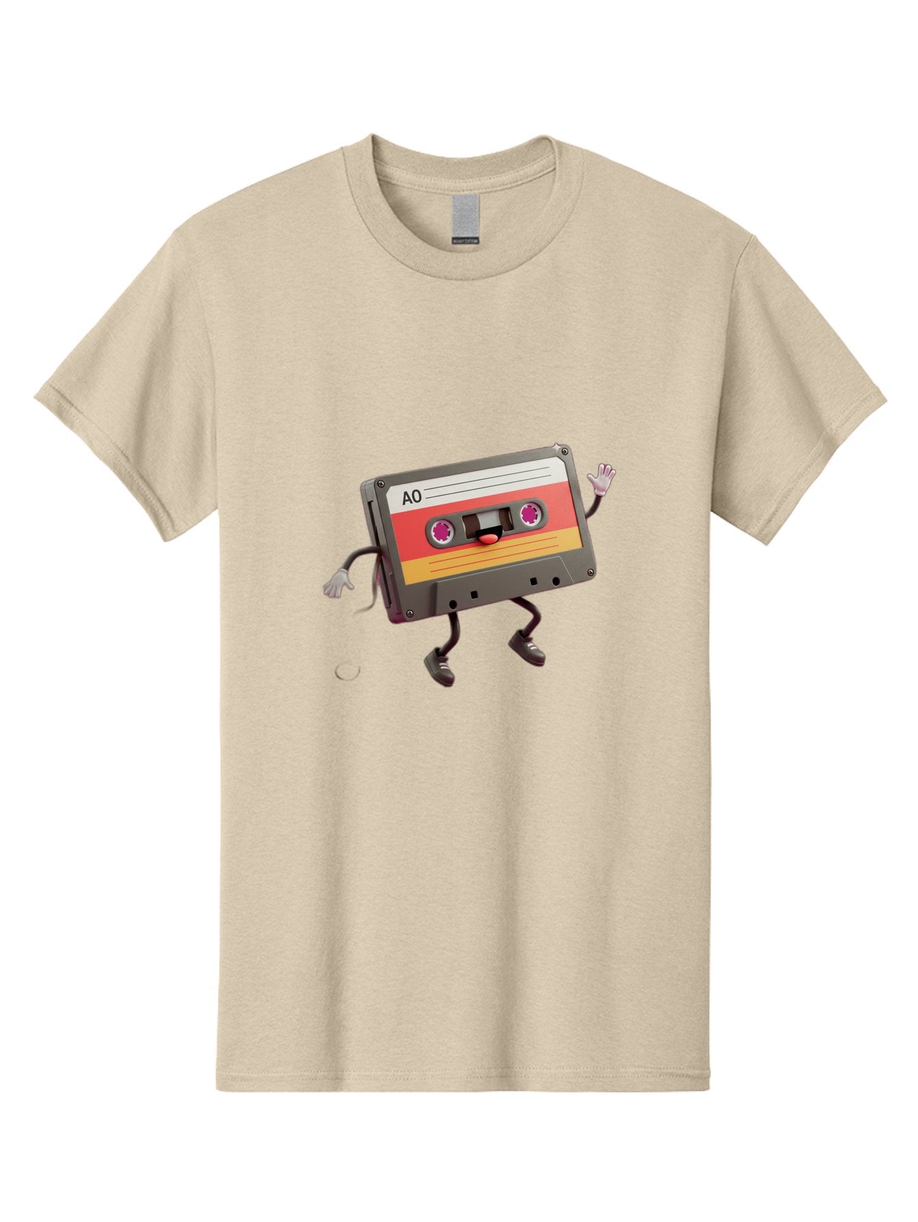 Ao-Cassette Men'S Graphic Tee, 100% Cotton, Comfortable Casual Summer Wear, Machine Washable, Retro Cassette Tape, Character Design, Anthropomorphic Object, Music Nostalgia, Vintage Technology, 80S And 90S Memorabilia, Funky Illustration, Baa136 15