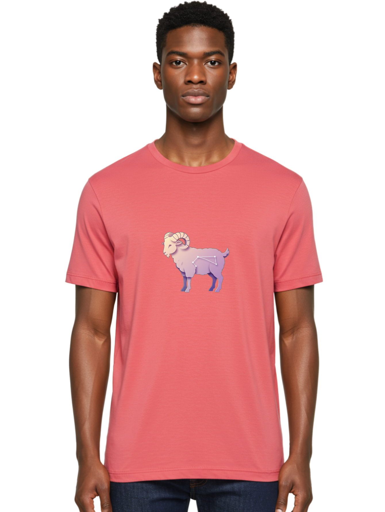 Aries-Constellation-Goat Men'S Graphic Tee, 100% Cotton, Comfortable Casual Summer Wear, Machine Washable, Ram Constellation, Aries Zodiac Sign, Goat Symbolism, Astrology Illustration, Horoscope Graphics, Constellation Diagram, Zodiac Artwork Baa138 6