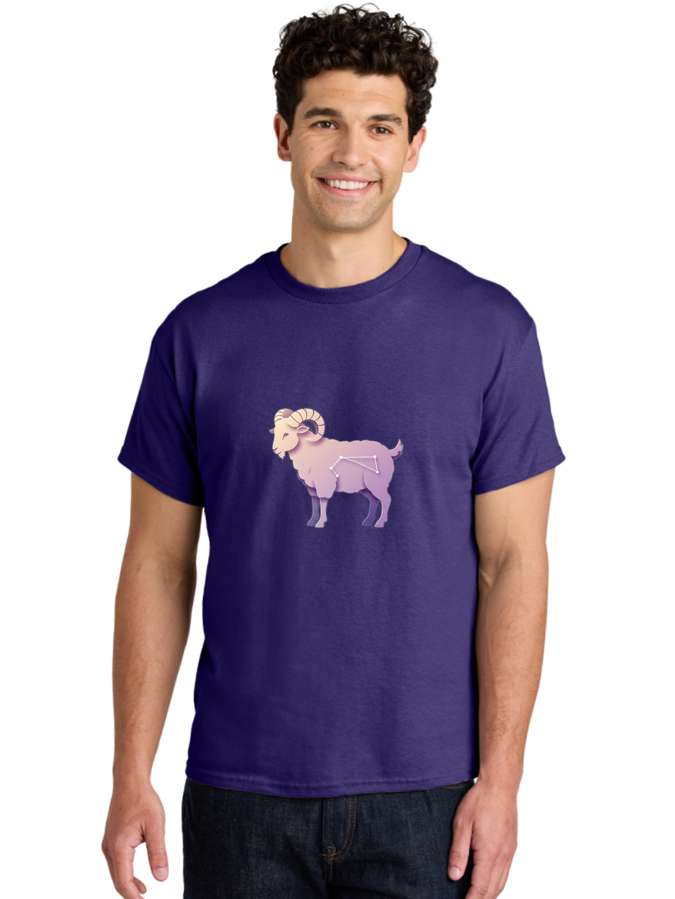 Aries-Constellation-Goat Men'S Graphic Tee, 100% Cotton, Comfortable Casual Summer Wear, Machine Washable, Ram Constellation, Aries Zodiac Sign, Goat Symbolism, Astrology Illustration, Horoscope Graphics, Constellation Diagram, Zodiac Artwork Baa138 14