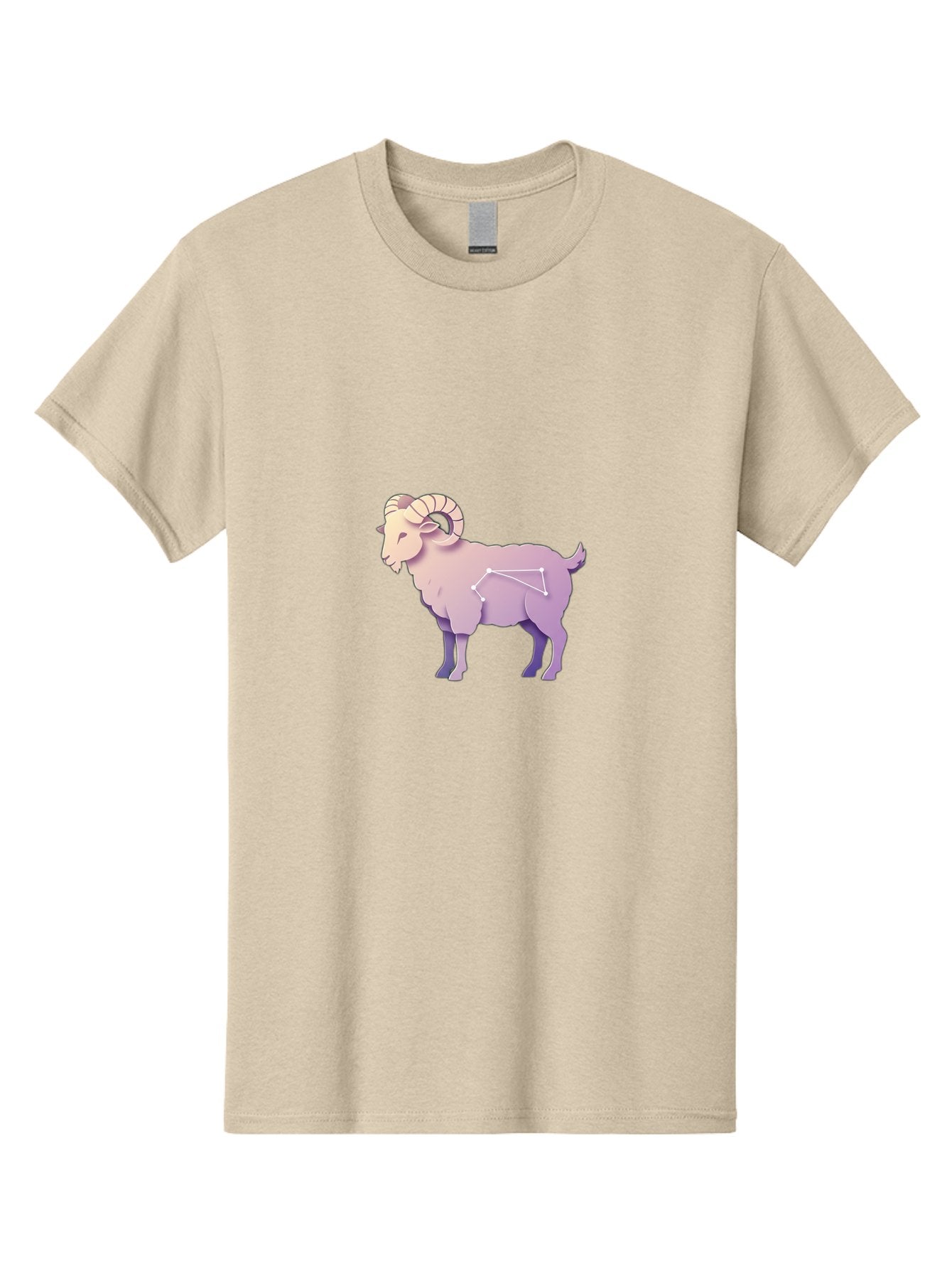 Aries-Constellation-Goat Men'S Graphic Tee, 100% Cotton, Comfortable Casual Summer Wear, Machine Washable, Ram Constellation, Aries Zodiac Sign, Goat Symbolism, Astrology Illustration, Horoscope Graphics, Constellation Diagram, Zodiac Artwork Baa138