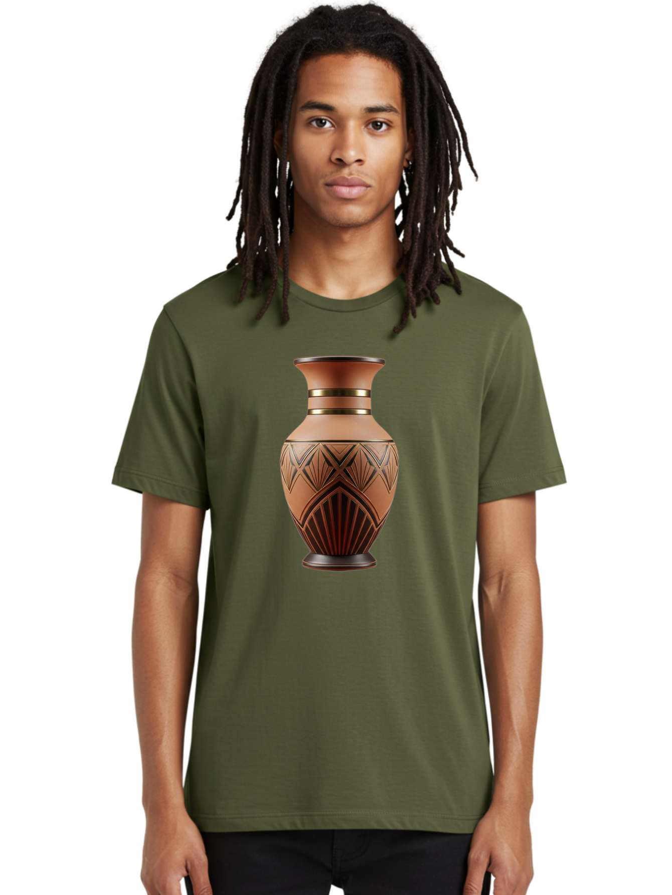 Art-Deco-Vase Men'S Graphic Tee, 100% Cotton, Comfortable Casual Summer Wear, Machine Washable, Copper Vase, Antique Vase, Decorative Vase, Geometric Patterns, Ornate Design, Vintage Decor, Luxury Home Decor, Elegant Interior Design, Baa139 6