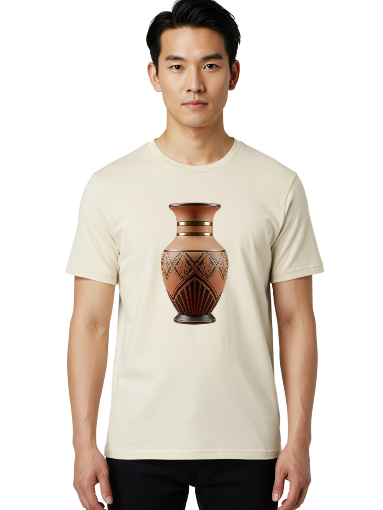 Art-Deco-Vase Men'S Graphic Tee, 100% Cotton, Comfortable Casual Summer Wear, Machine Washable, Copper Vase, Antique Vase, Decorative Vase, Geometric Patterns, Ornate Design, Vintage Decor, Luxury Home Decor, Elegant Interior Design, Baa139 20