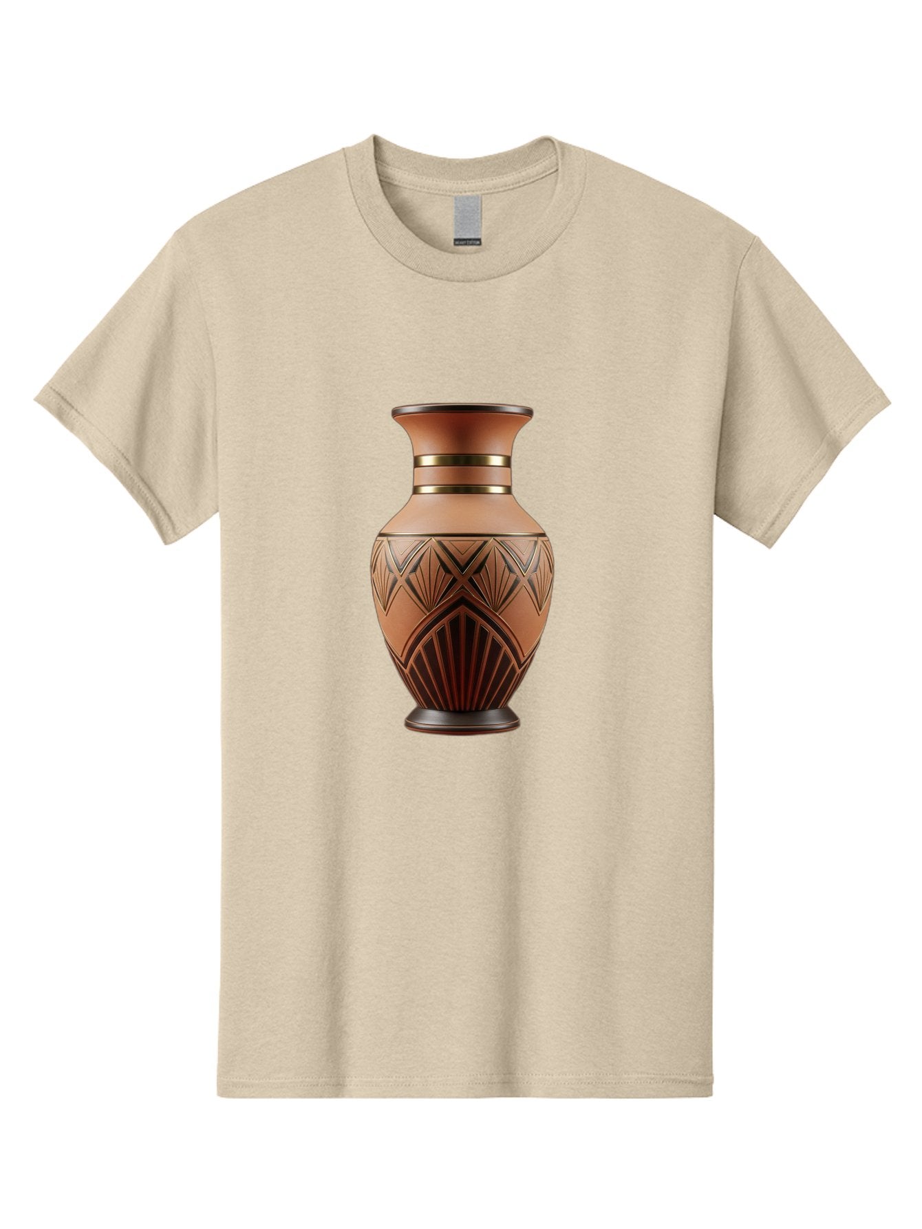 Art-Deco-Vase Men'S Graphic Tee, 100% Cotton, Comfortable Casual Summer Wear, Machine Washable, Copper Vase, Antique Vase, Decorative Vase, Geometric Patterns, Ornate Design, Vintage Decor, Luxury Home Decor, Elegant Interior Design, Baa139 5