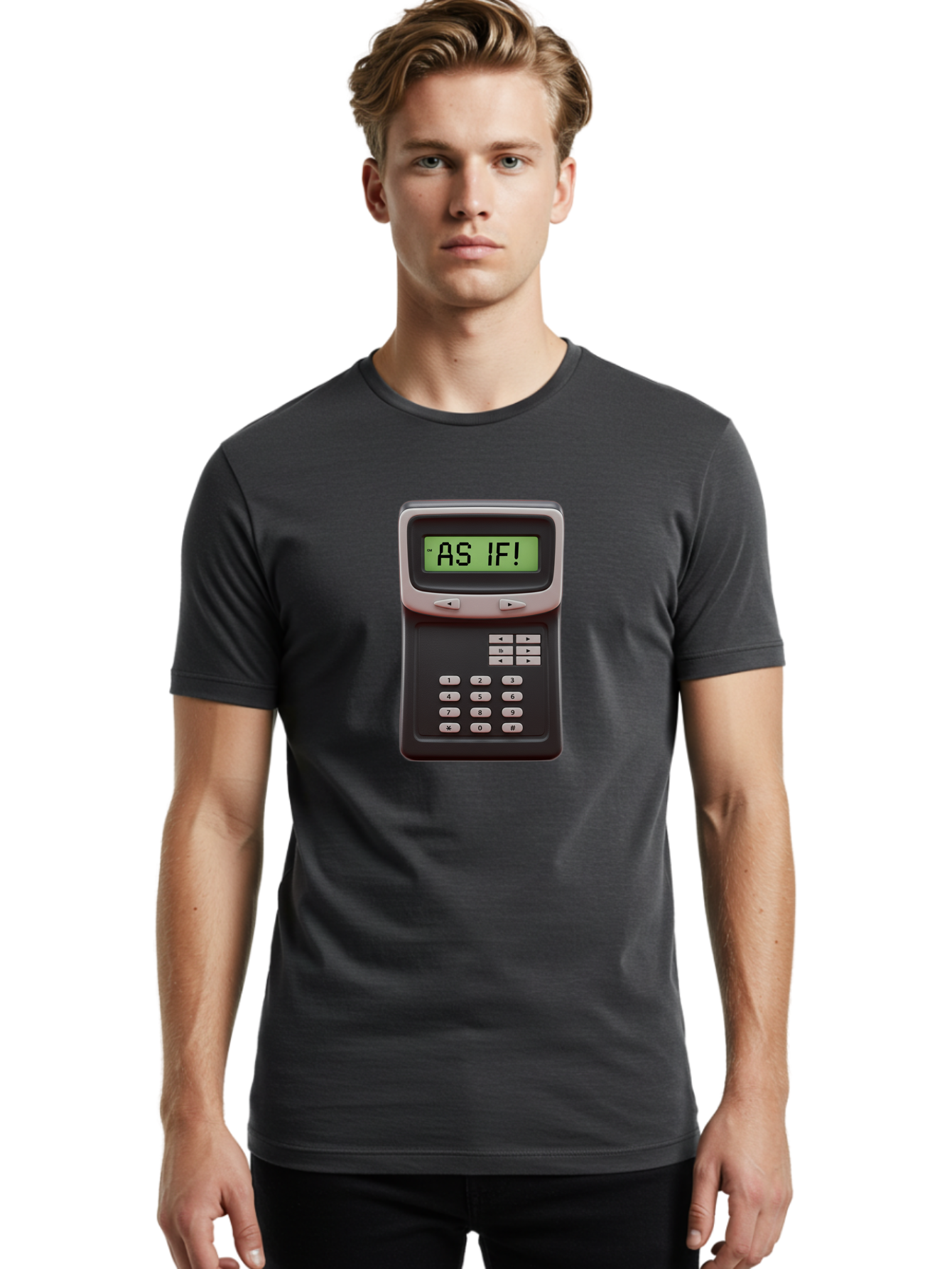 As-If-Calculator Men'S Graphic Tee, 100% Cotton, Comfortable Casual Summer Wear, Machine Washable, Vintage Calculator, Retro Tech, As If! Message, Funny Quote, Nostalgic Design, Old School Electronics, Humor, Sass, Meme Inspiration Baa142 4