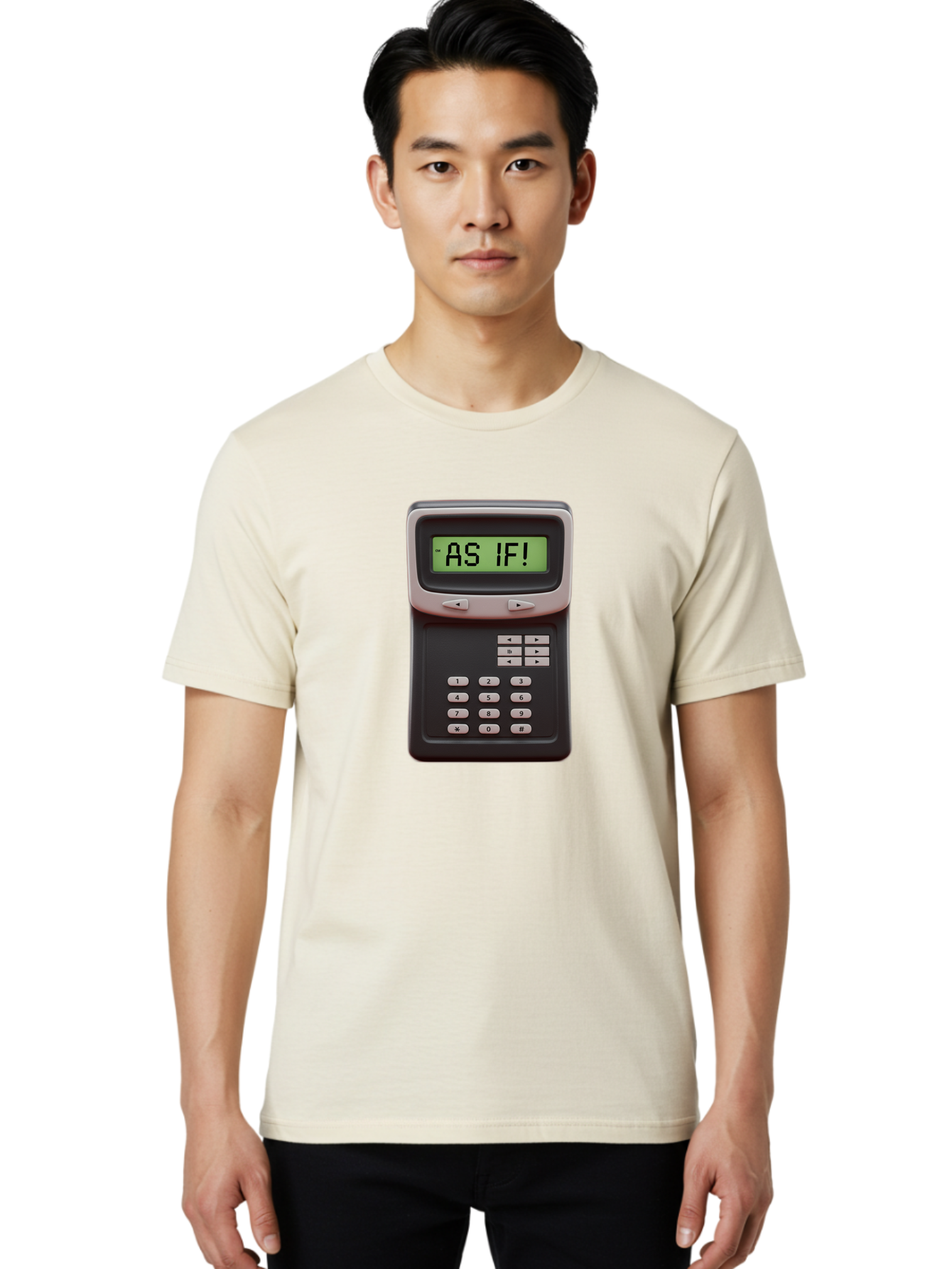 As-If-Calculator Men'S Graphic Tee, 100% Cotton, Comfortable Casual Summer Wear, Machine Washable, Vintage Calculator, Retro Tech, As If! Message, Funny Quote, Nostalgic Design, Old School Electronics, Humor, Sass, Meme Inspiration Baa142 6