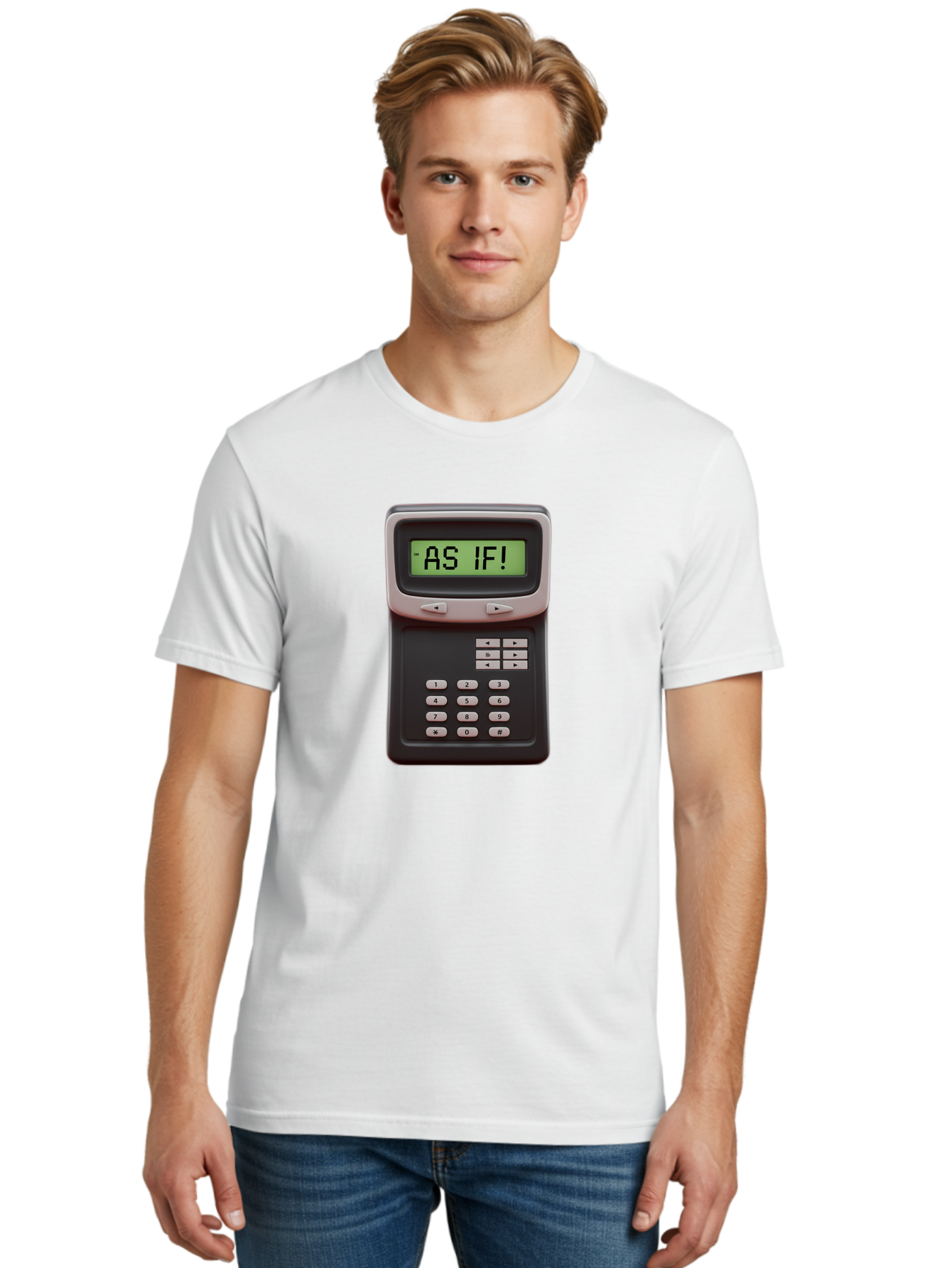 As-If-Calculator Men'S Graphic Tee, 100% Cotton, Comfortable Casual Summer Wear, Machine Washable, Vintage Calculator, Retro Tech, As If! Message, Funny Quote, Nostalgic Design, Old School Electronics, Humor, Sass, Meme Inspiration Baa142 26